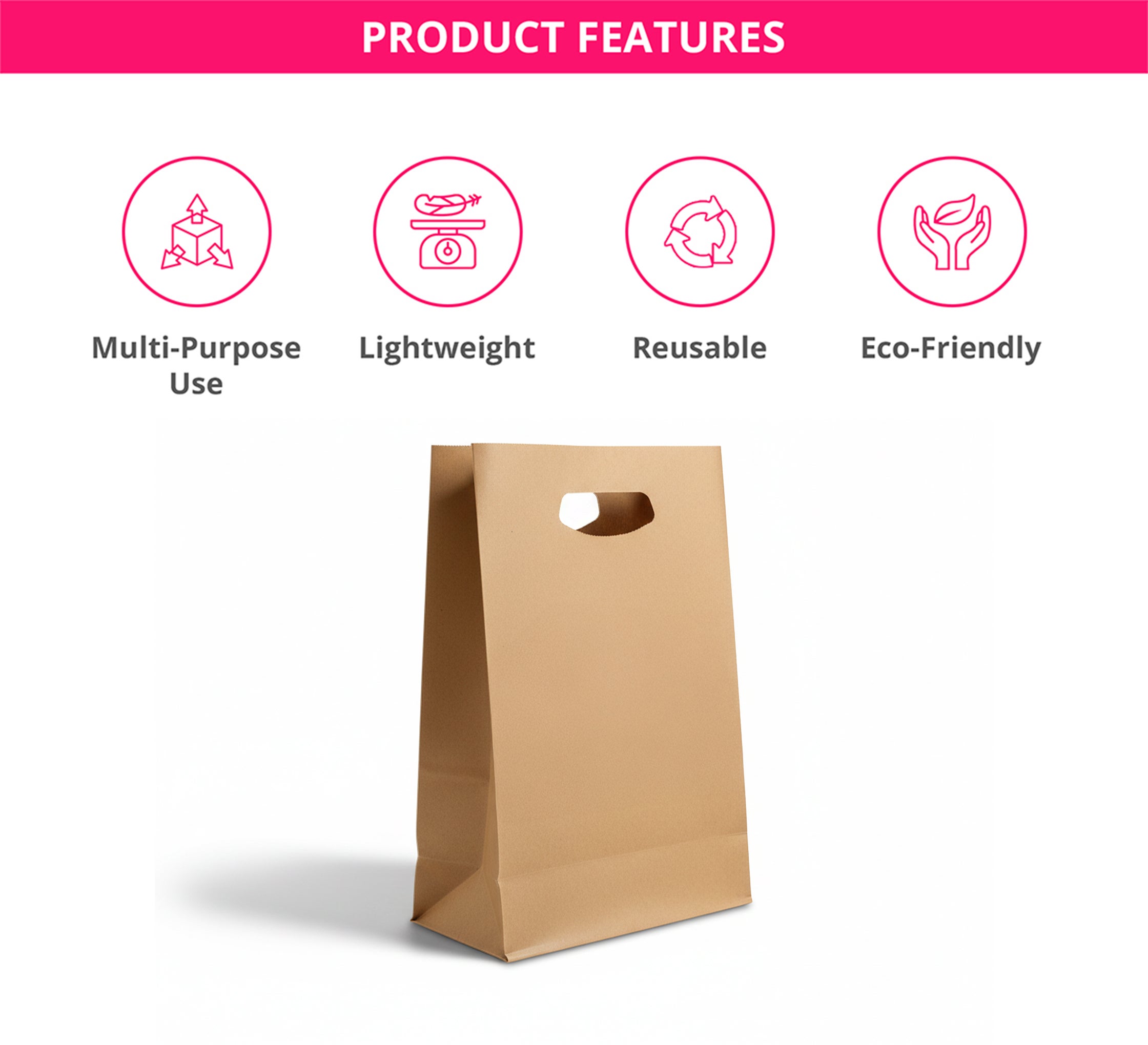 Die-Cut Handle Bags - Brown