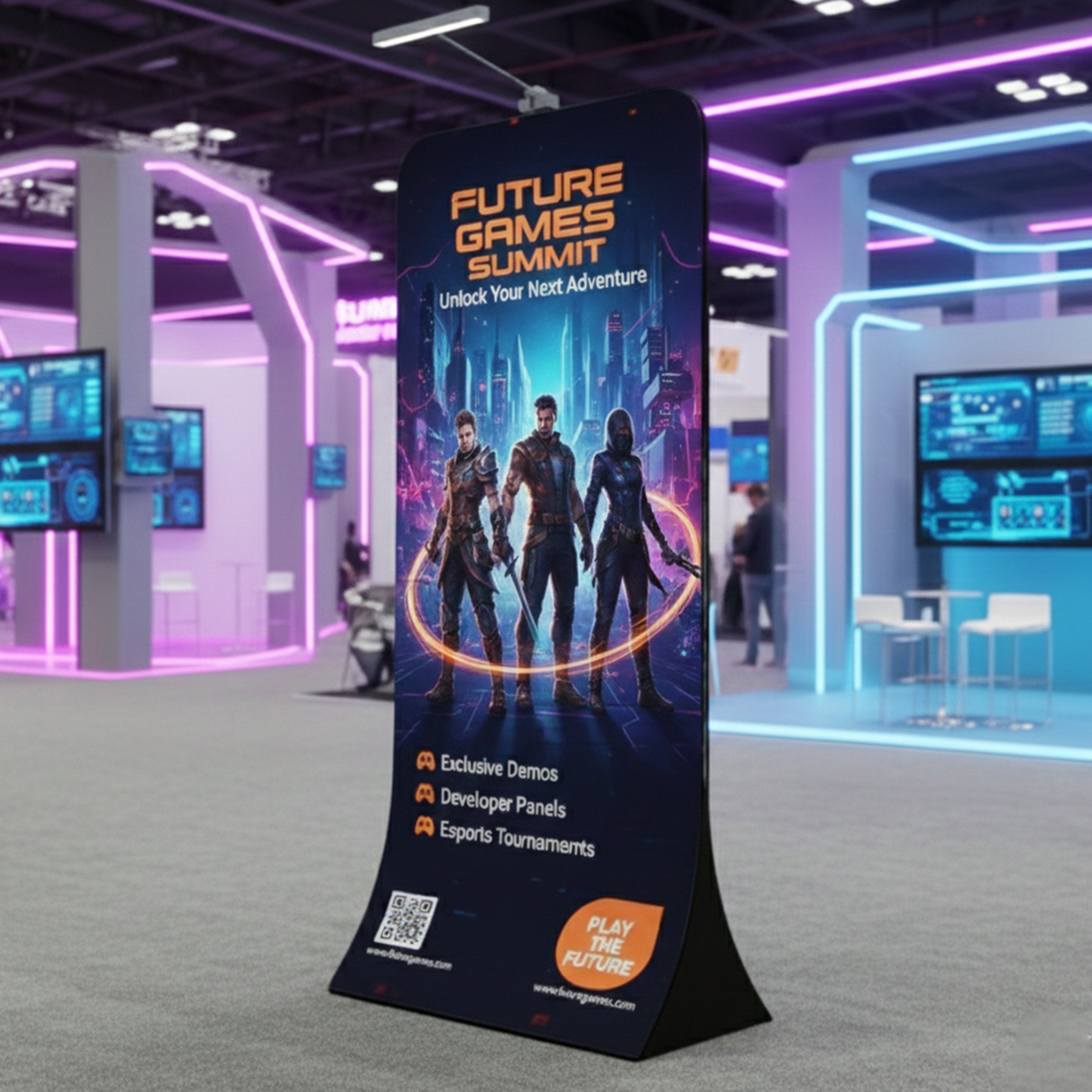 3D Tension Fabric Media Wall Lifestyle Image BBEXPO3DTEN03_1_BOS