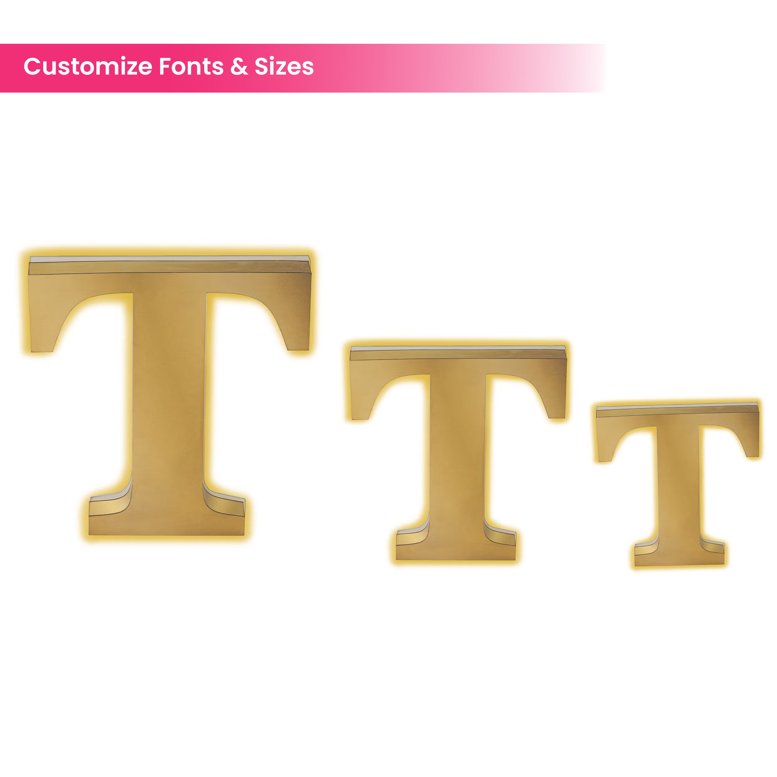 Halo Lit Brass Letters