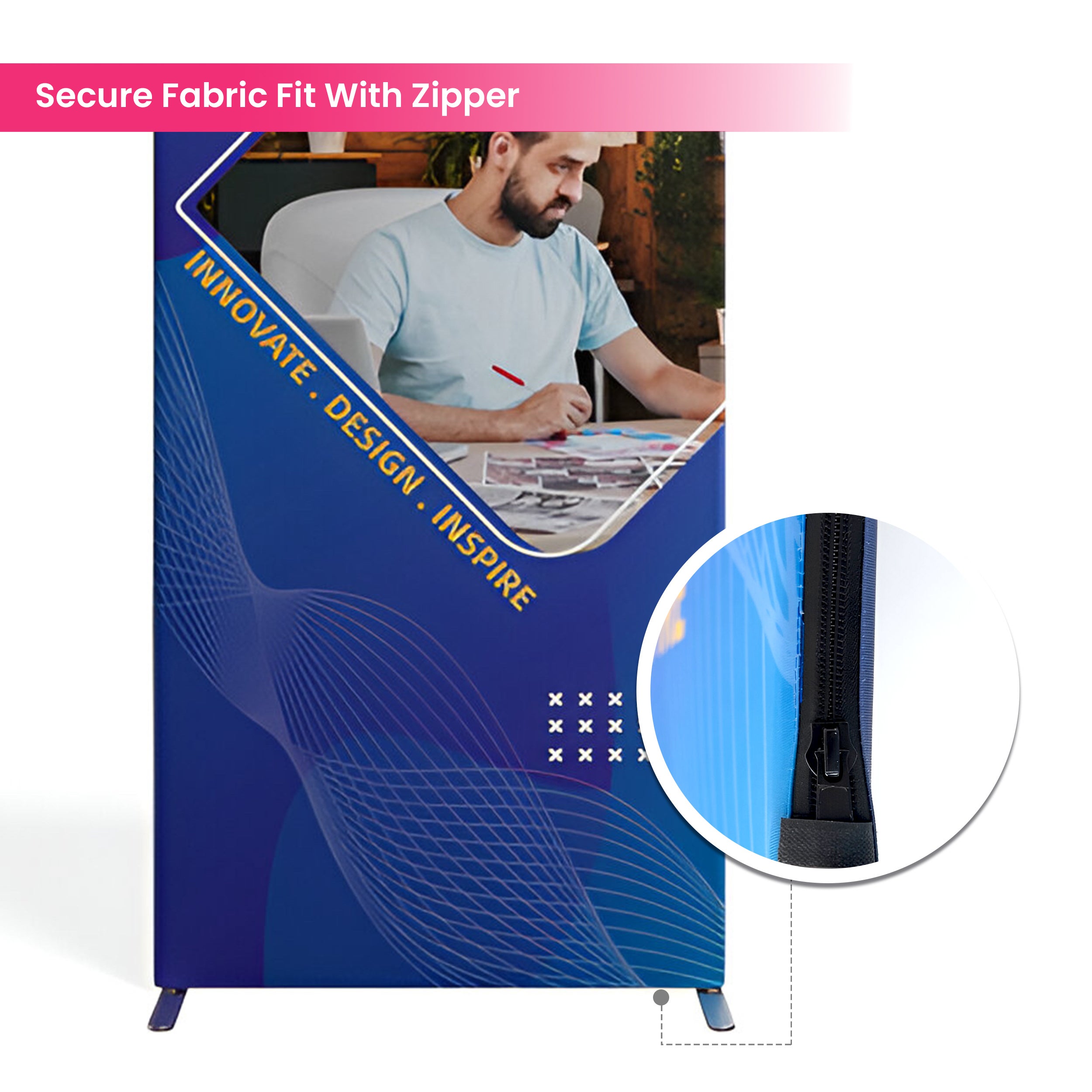 6.5ft Magnetic Modular Fabric Display - Curved Shape