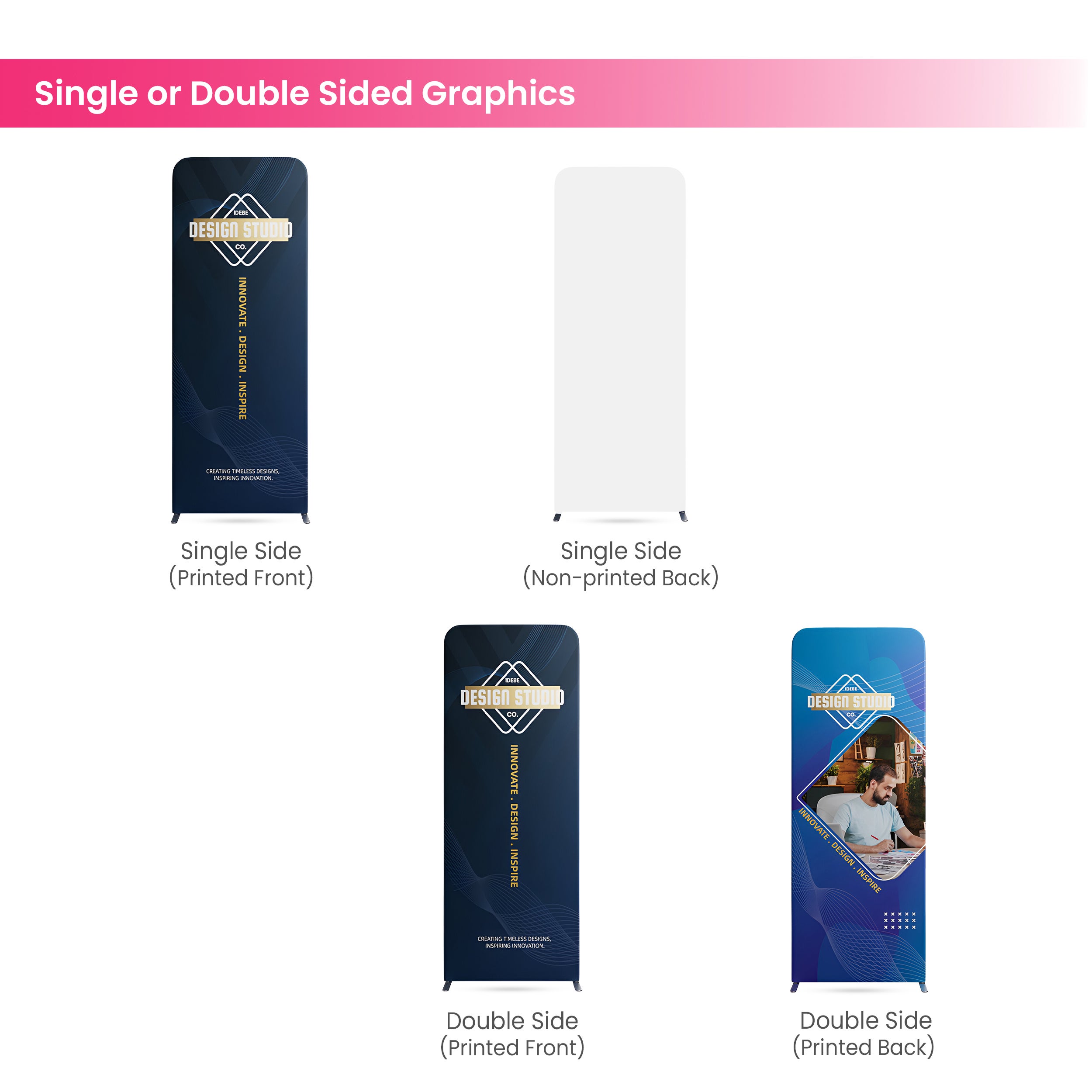 6.5ft Magnetic Modular Fabric Display - Curved Shape