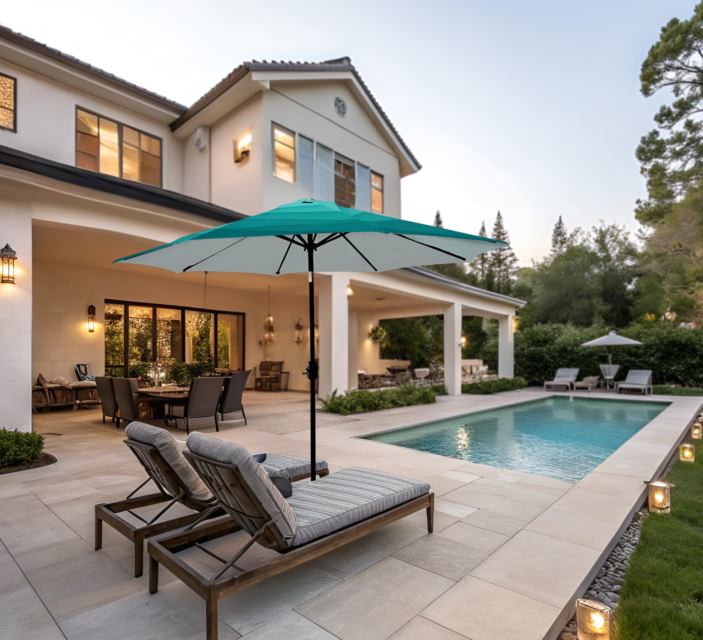 basta patio umbrella Tropitone Basta Sole Portofino II 8" x 10" Oval Auto-Tilt Crank Lift  Umbrella KD Pole (QV810TKD)