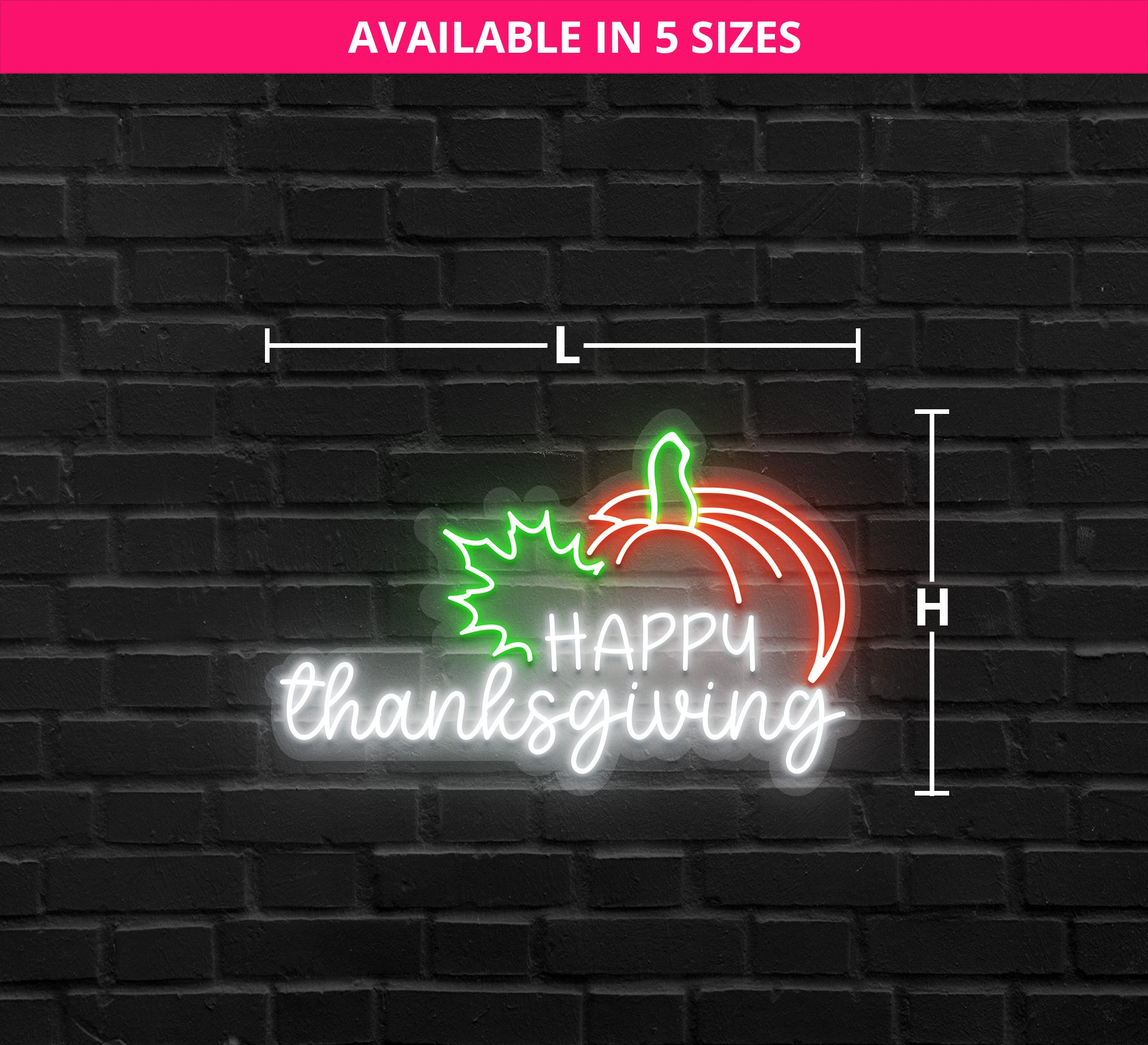 Happy Thanksgiving Pumpkin Neon Sign