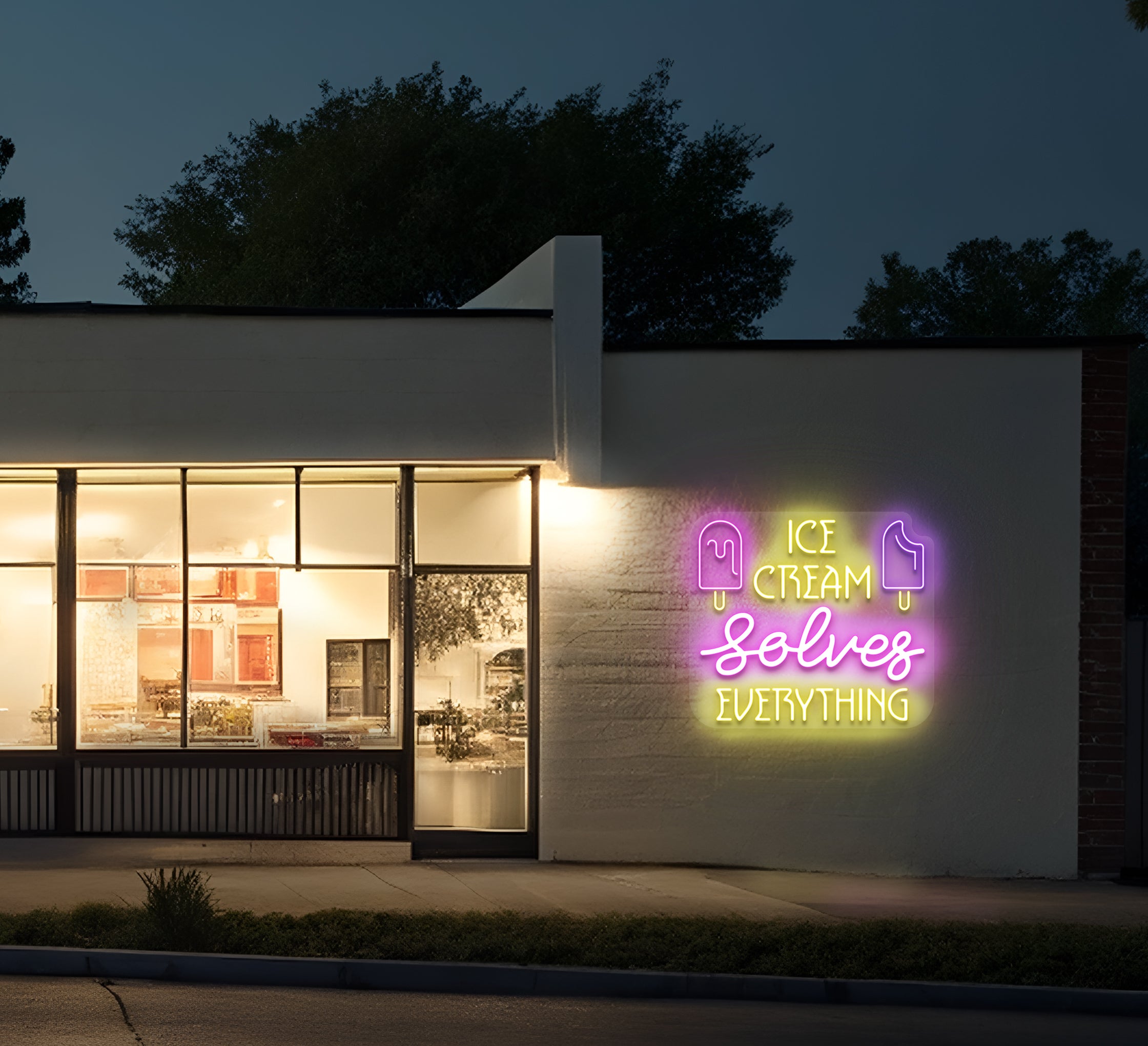 Ice Cream Solves Everything Neon Sign Online| Fast Delivery - Best