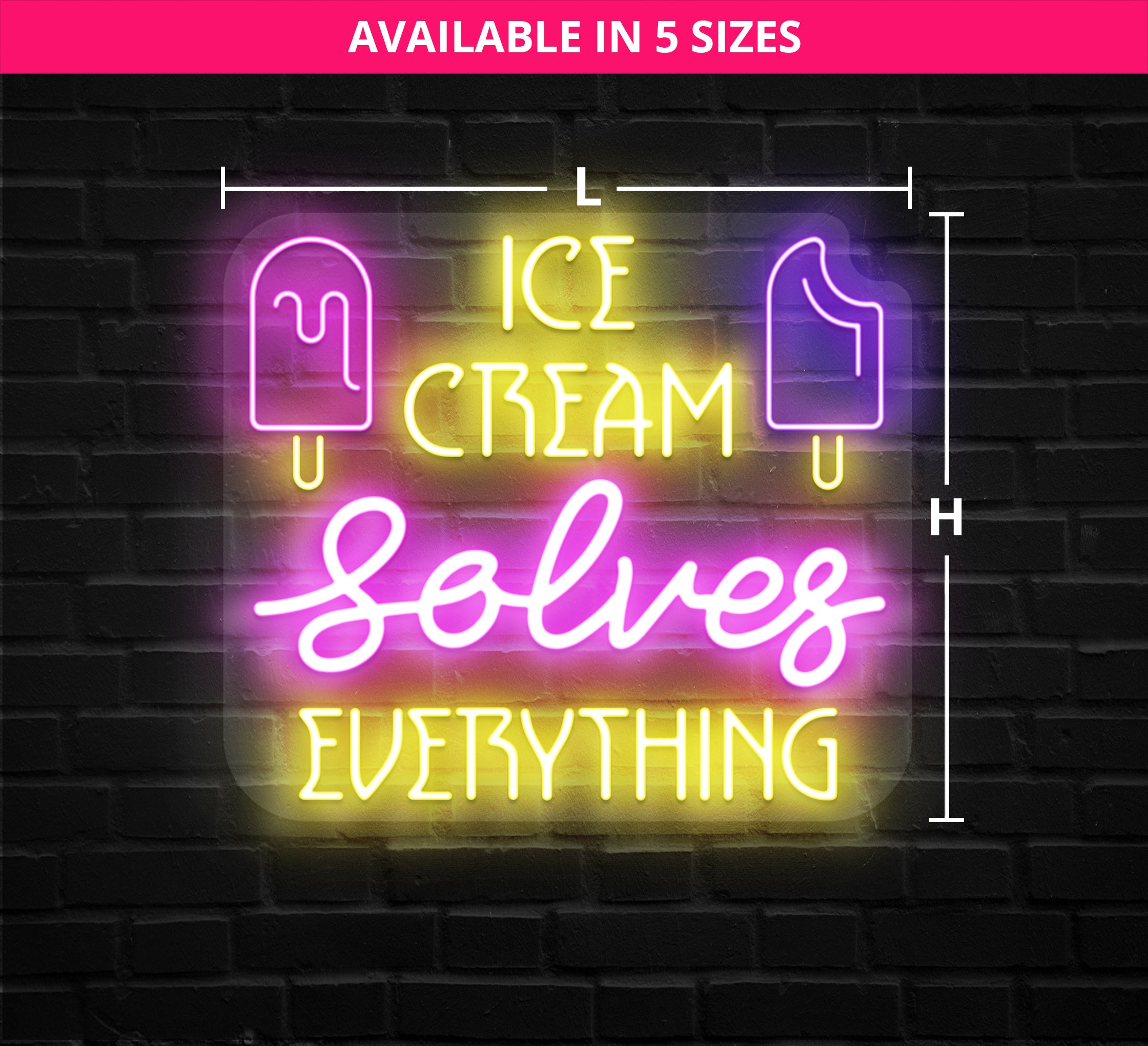 Ice Cream Solves Everything Neon Sign Online| Fast Delivery - Best