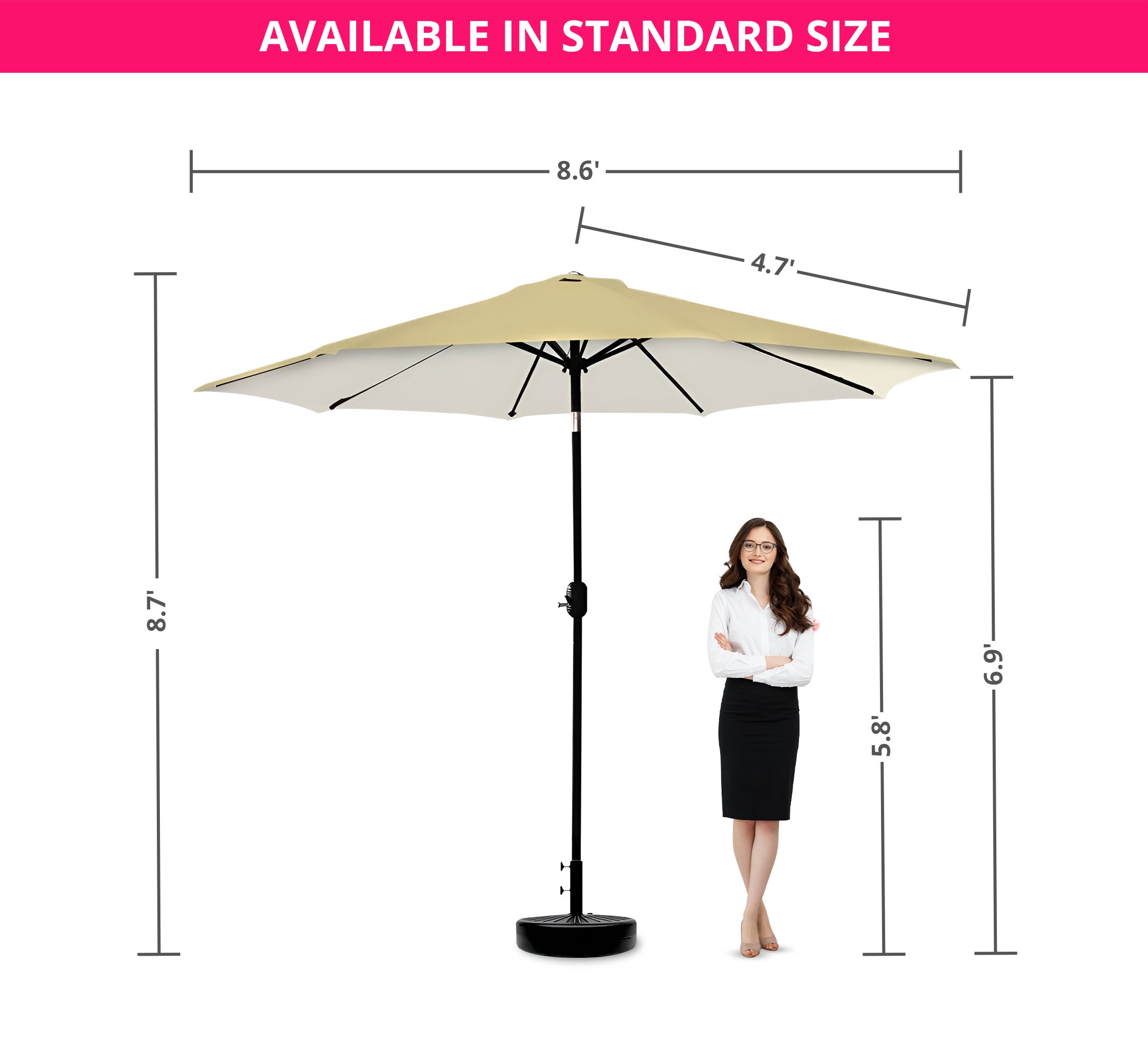 average size of patio umbrella Personalized Solid Outdoor Umbrella - Custom Printed