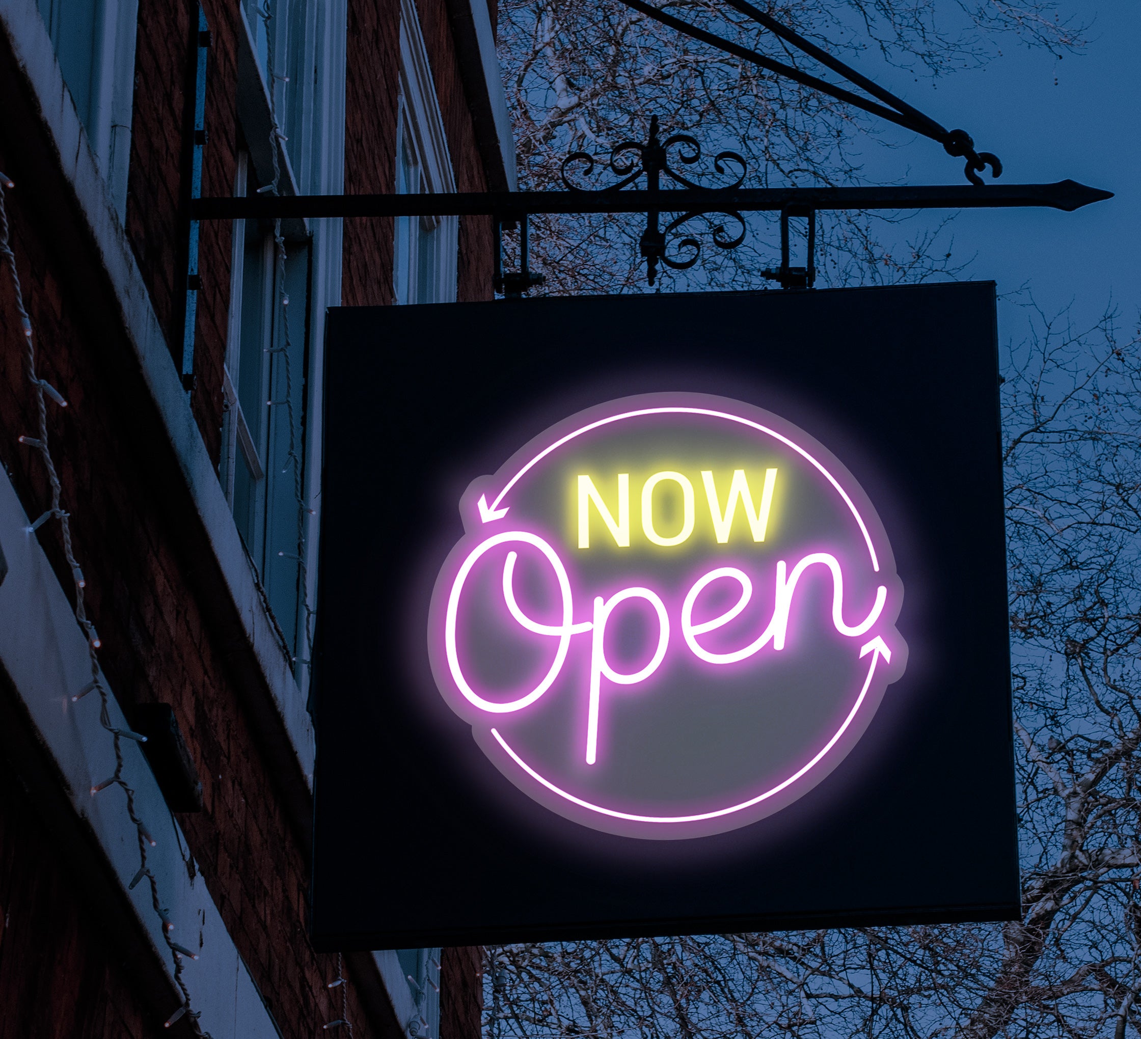 Now Open Round Neon Sign