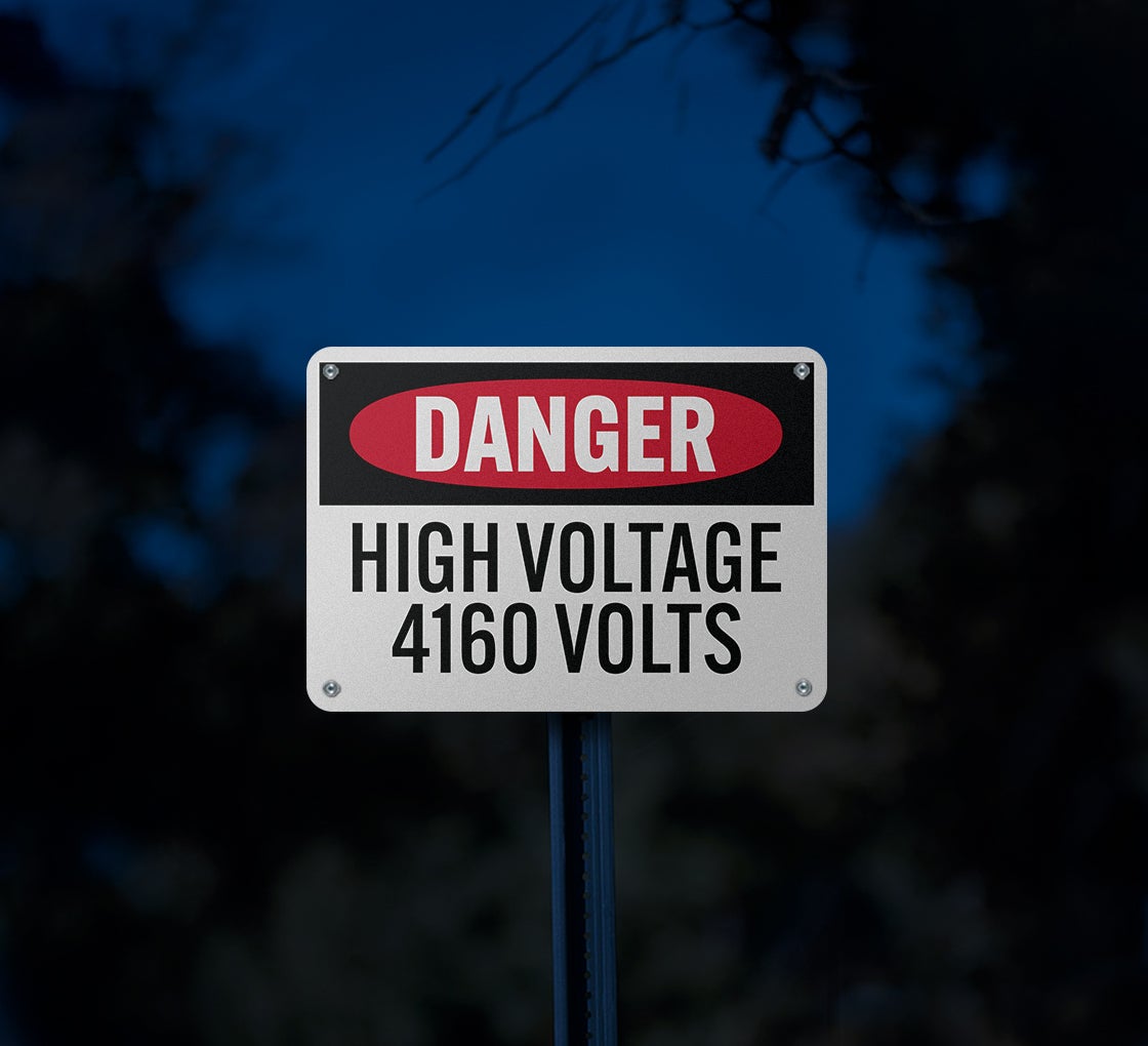 OSHA High Voltage 4160 Volts Aluminum Sign (Reflective)