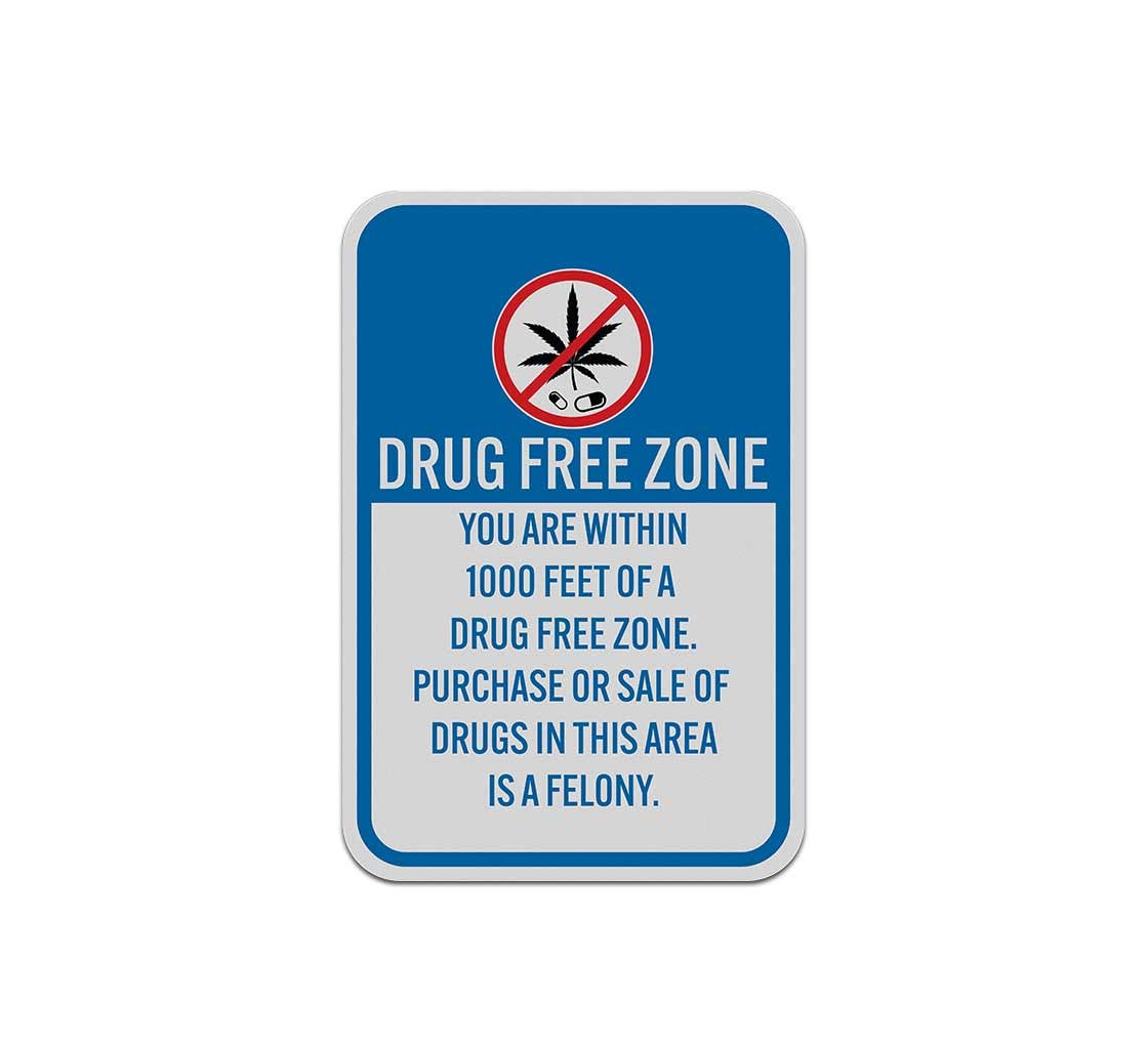 Drugs Free Zone Aluminum Sign (Reflective)