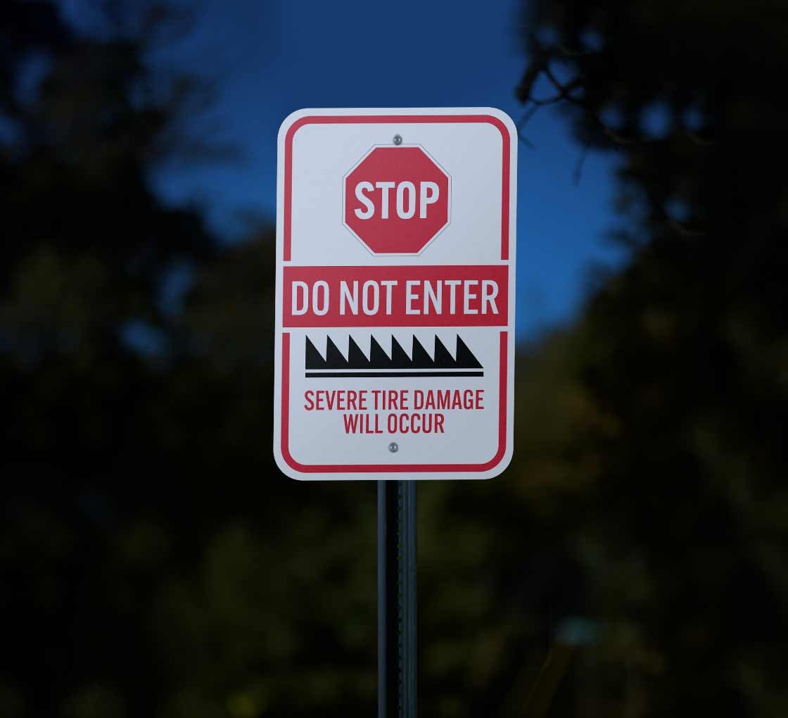 Warning: Do Not Back Up Over Spikes Sign - 24x30 Inches, Reflective Aluminum, Made In USA