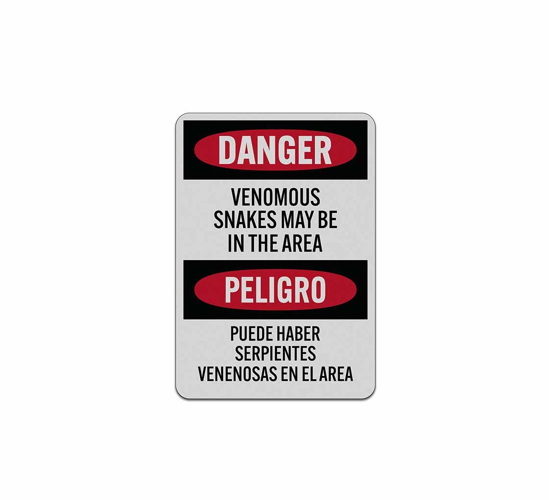 Bilingual OSHA Venomous Snakes Area Aluminum Sign (Reflective)