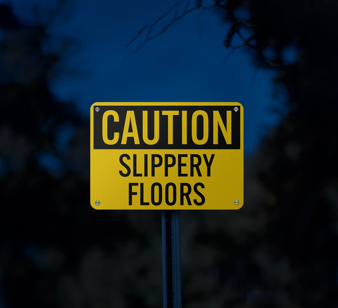 OSHA Slippery Floors Aluminum Sign (Reflective)