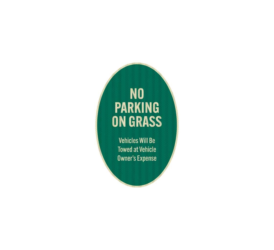 No Parking On Grass Aluminum Sign (EGR Reflective)
