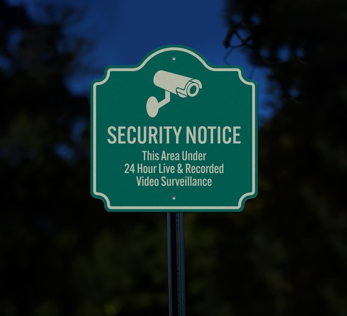 24 Hour Video Surveillance Aluminum Sign (Reflective)