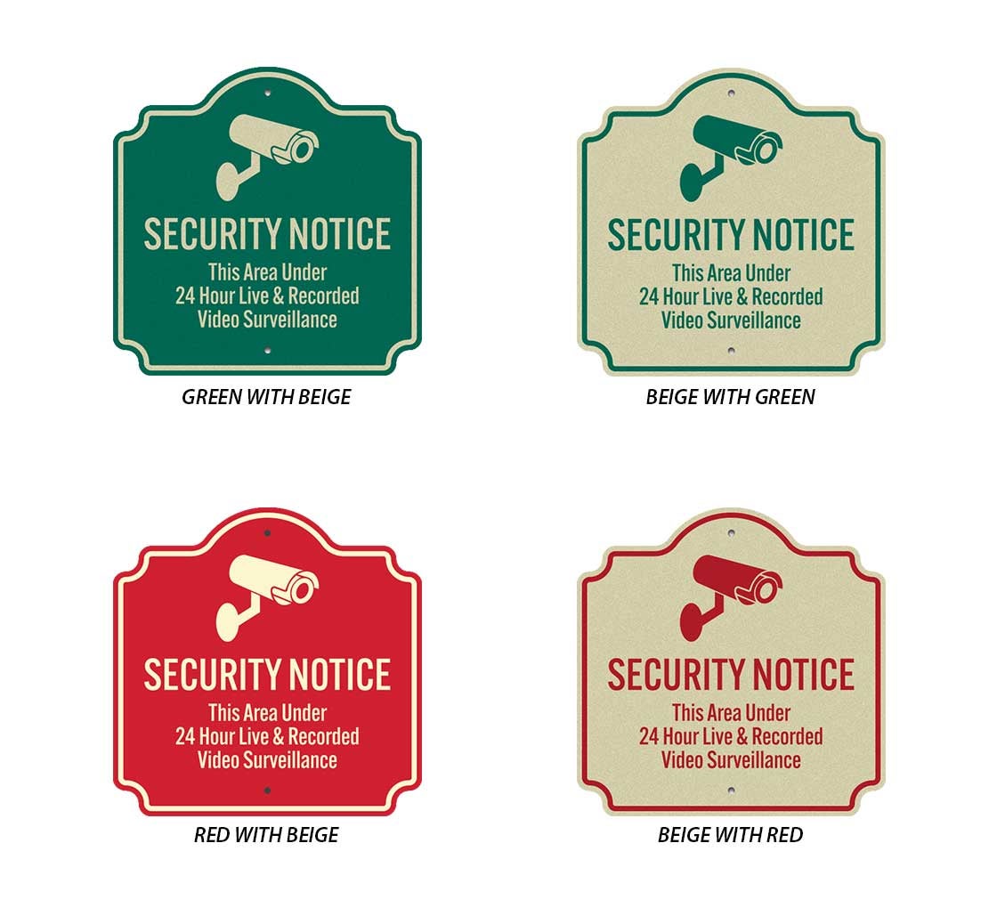 24 Hour Video Surveillance Aluminum Sign (Reflective)