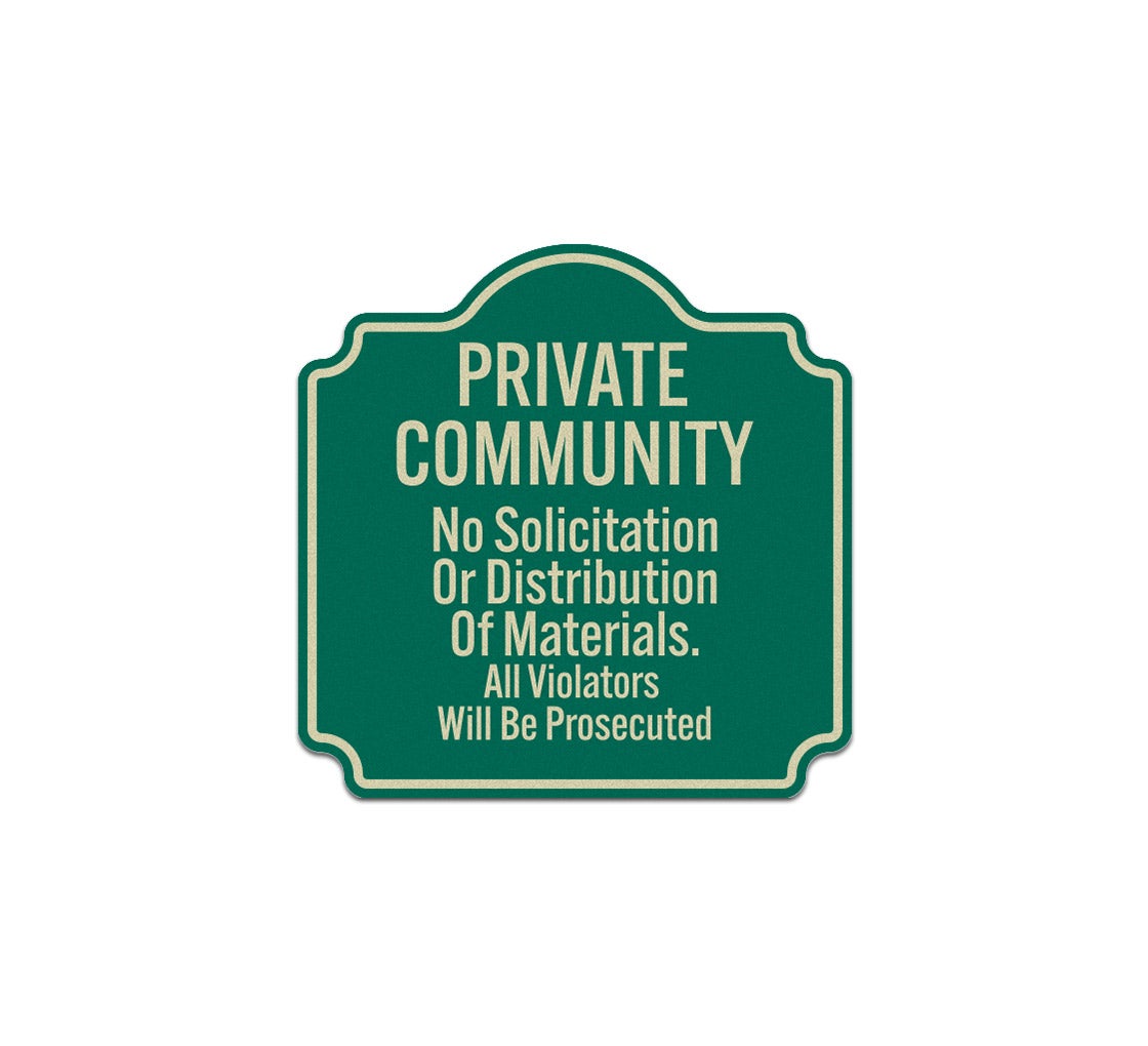 Private Community No Solicitation Aluminum Sign (Reflective)
