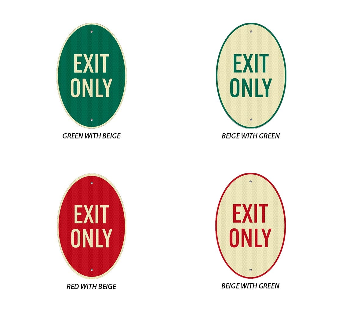 Oval Exit Only Parking Aluminum Sign (HIP Reflective)