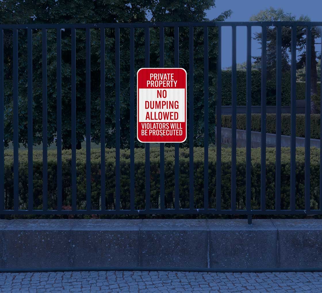 Private Property, No Dumping Aluminum Sign (EGR Reflective)