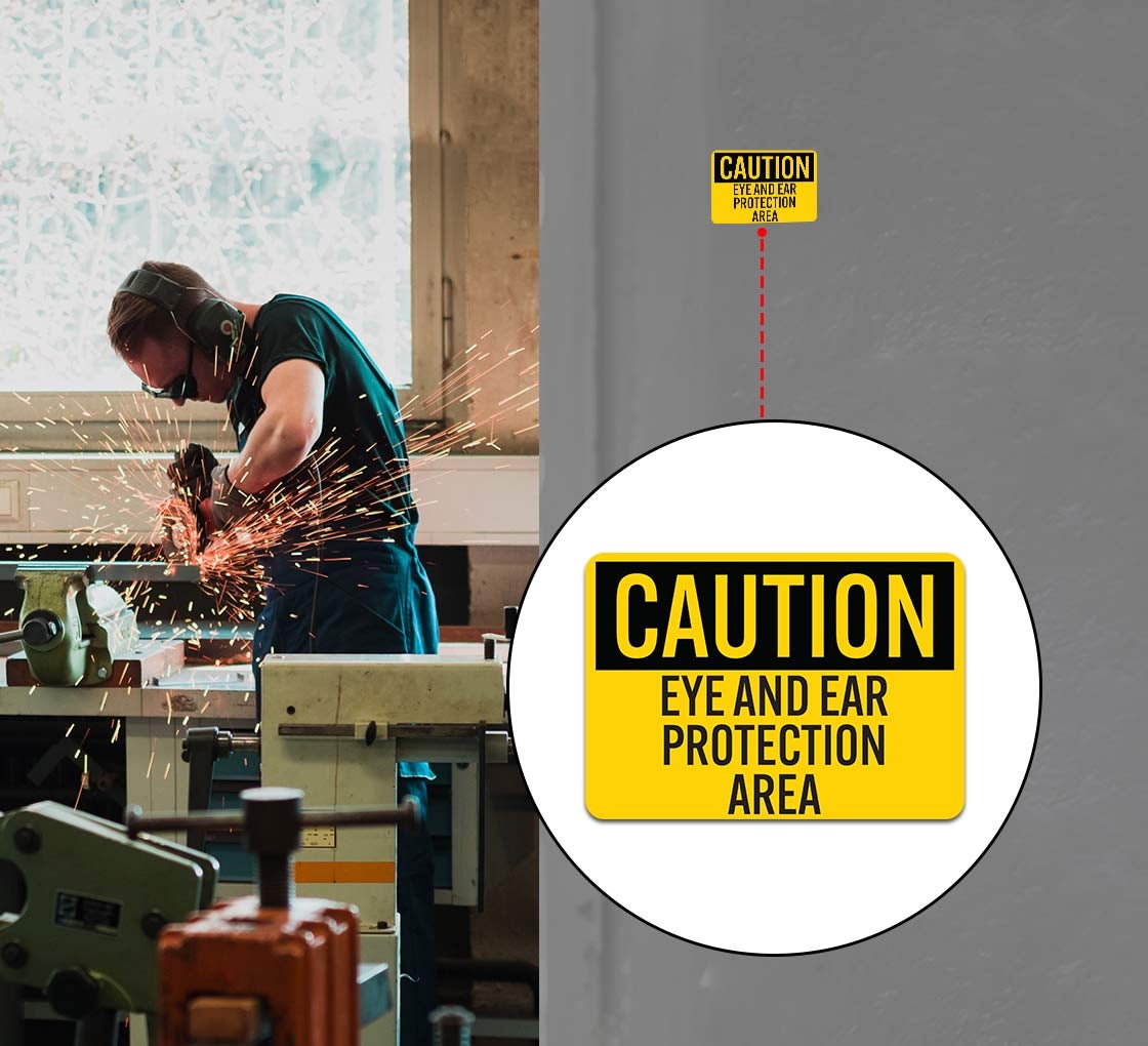 OSHA PPE Eye Ear Protection Area Decal (Non Reflective)