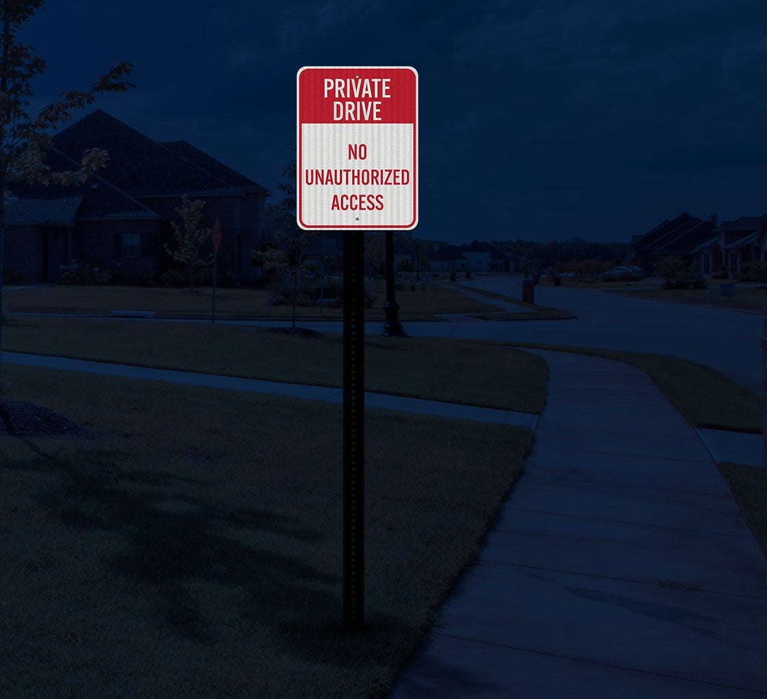 Private Drive No Unauthorized Access Aluminum Sign (HIP Reflective)