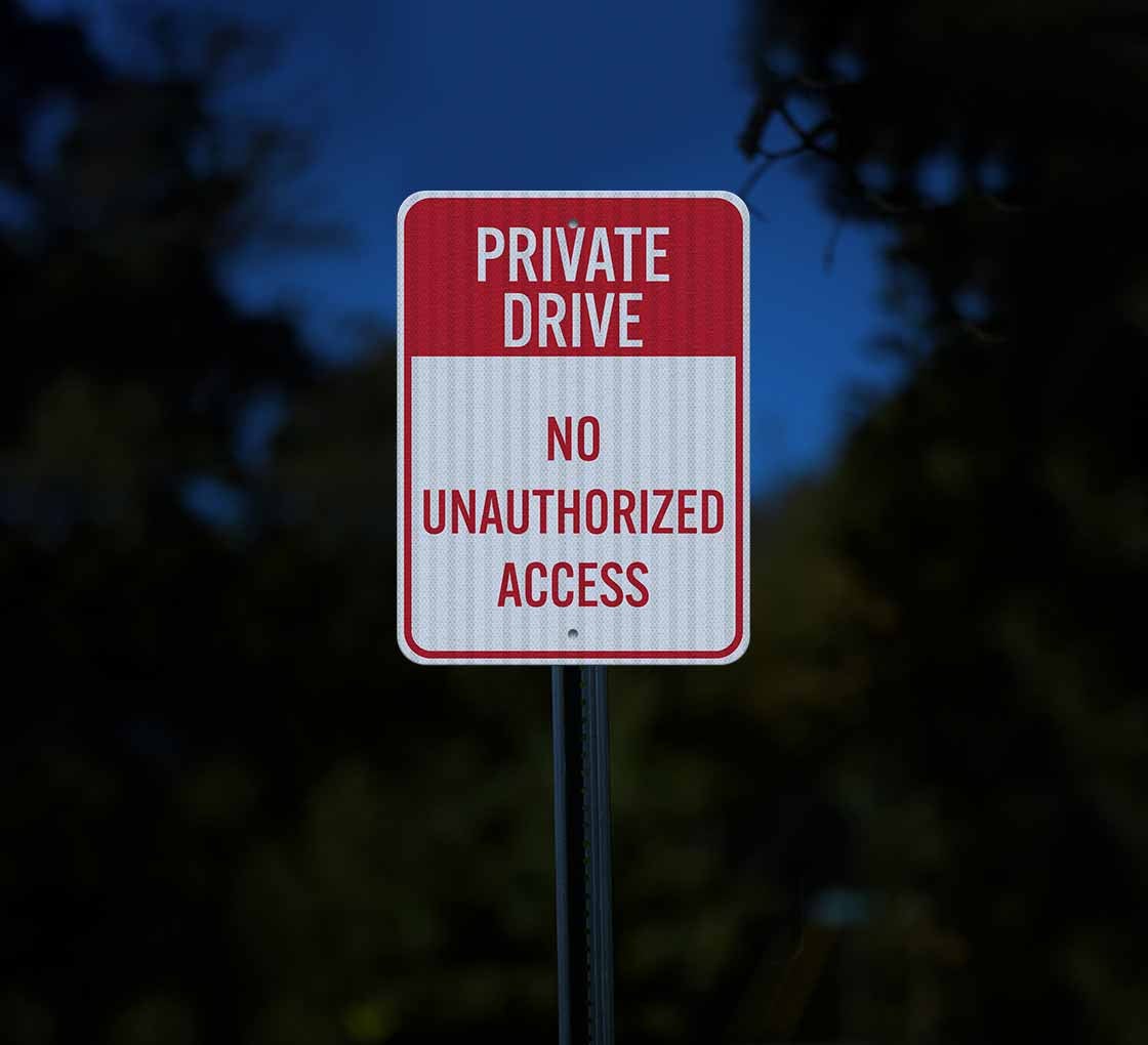 Private Drive No Unauthorized Access Aluminum Sign (HIP Reflective)