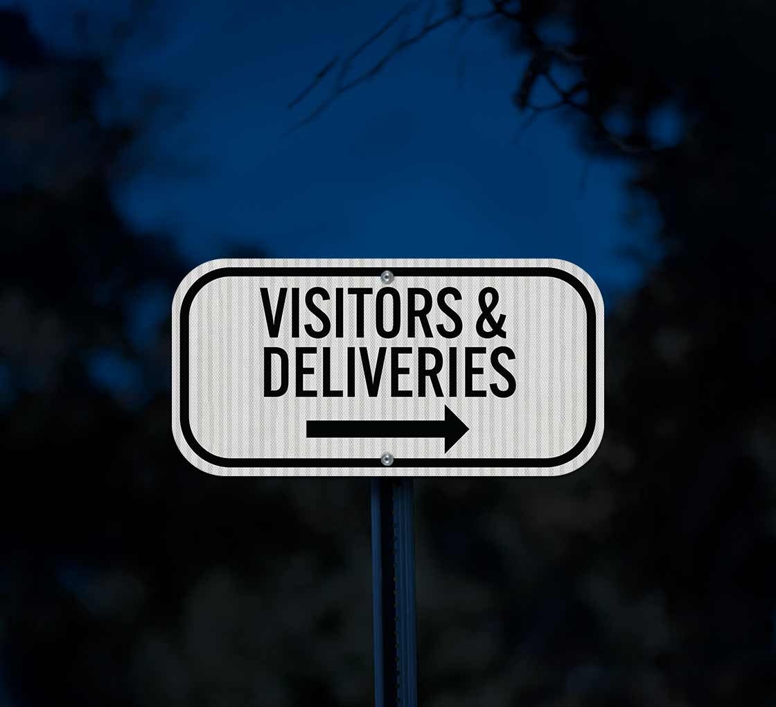 Visitors & Deliveries Parking Aluminum Sign (HIP Reflective)