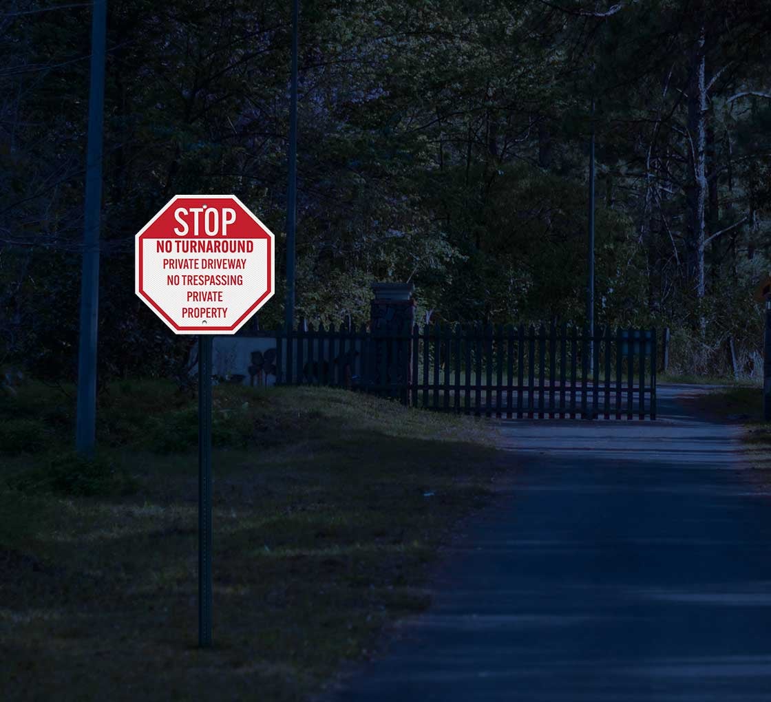Stop No Turn Around Aluminum Sign (Diamond Reflective)