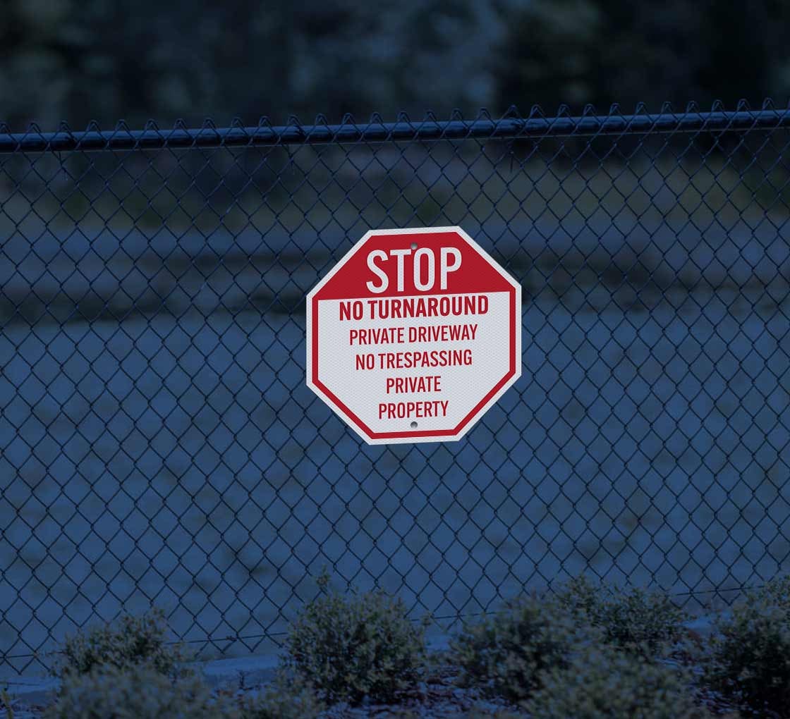 Stop No Turn Around Aluminum Sign (Diamond Reflective)