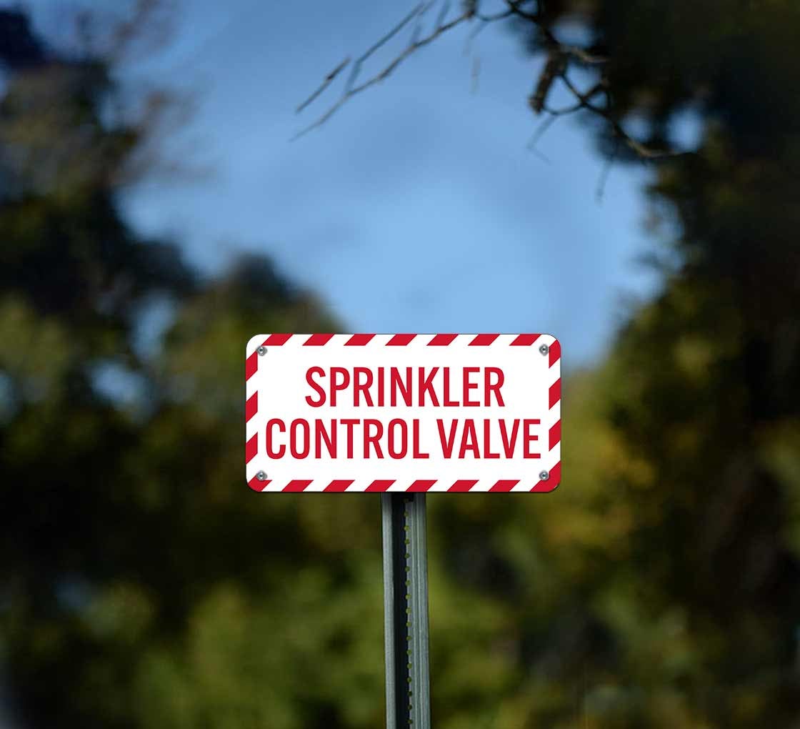 SmartSign Reflective Sprinkler Control Valve Tag - 2x6 Inch Engineer Grade White On Red, 3M Certified For Outdoor Use - View #5