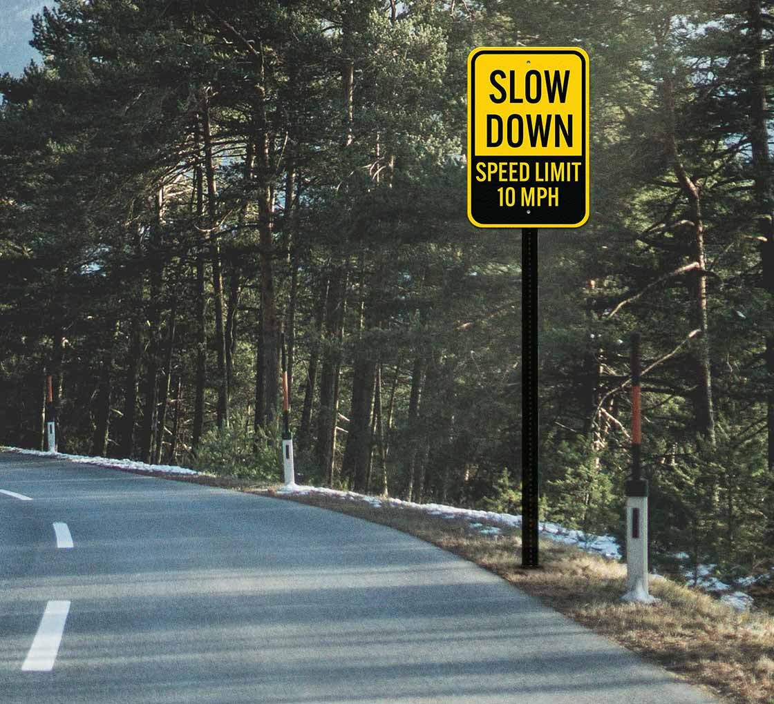 Geschwindigkeits-Schild „Slow Down 5 MPH“ – Aluminium, 30,5 X 45,7 Cm, Wetterfest