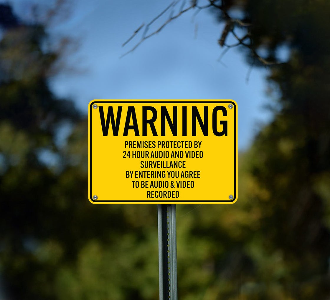 Kichwit 24 Hour Video Surveillance Sign With Metal