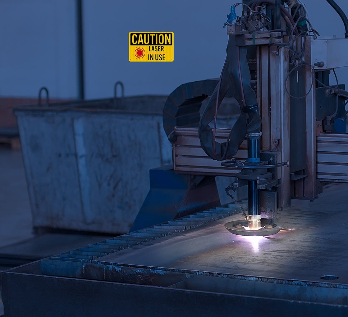 Laser In Use Aluminum Sign (HIP Reflective)