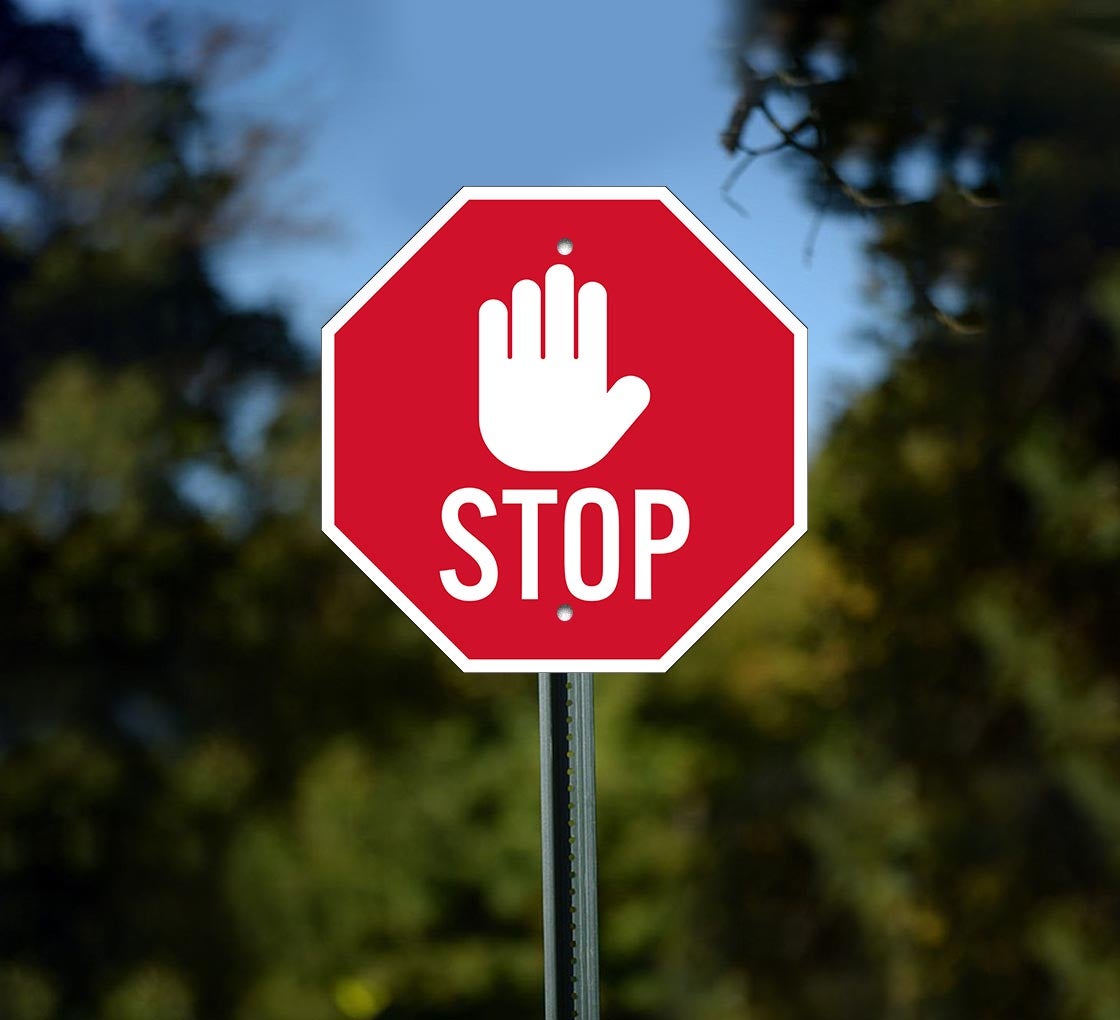 Stop Hand Symbol Aluminum Sign (Non Reflective)