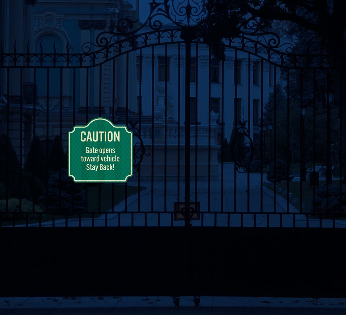 Gate Opens Towards Vehicle Aluminum Sign (HIP Reflective)
