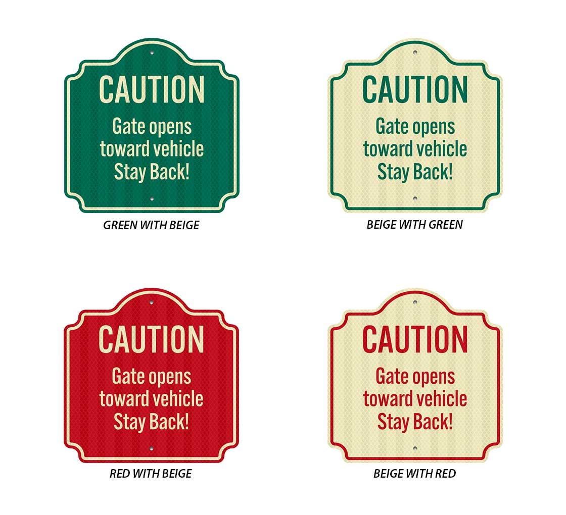 Gate Opens Towards Vehicle Aluminum Sign (HIP Reflective)