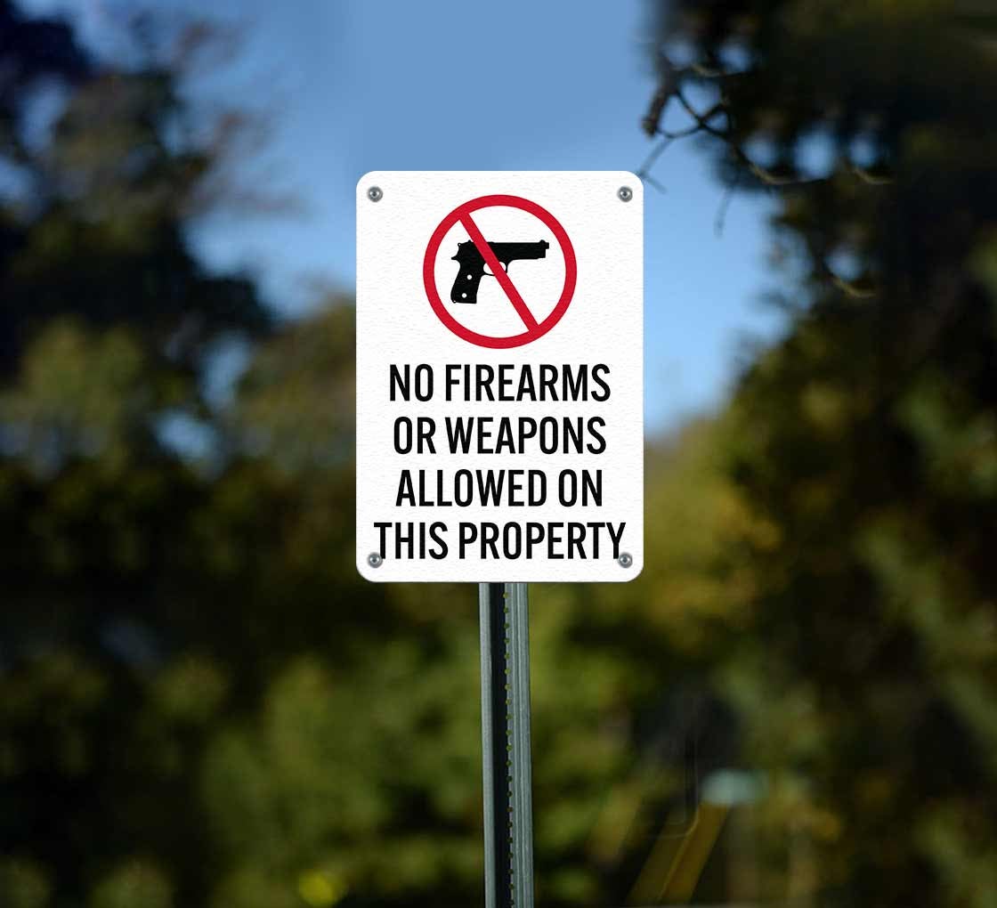 No Firearms Or Weapons Allowed On This Property Plastic Sign for Free Printable No Firearms Allowed Signs