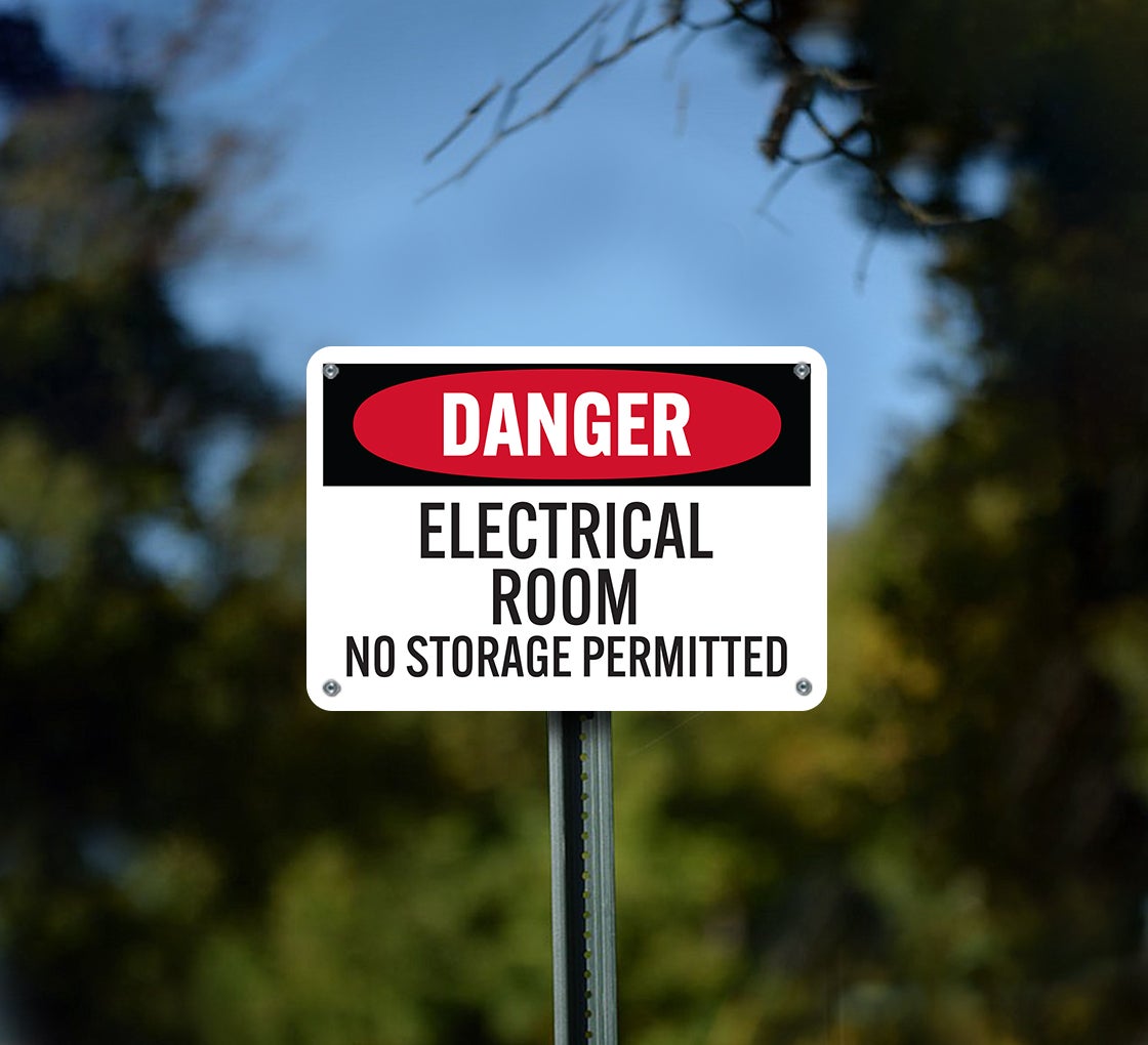 SmartSign Mechanical Room No Storage Label - 5x7 Laminated Vinyl Sign