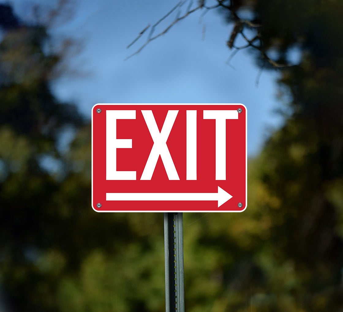 Exit With Right Arrow Plastic Sign