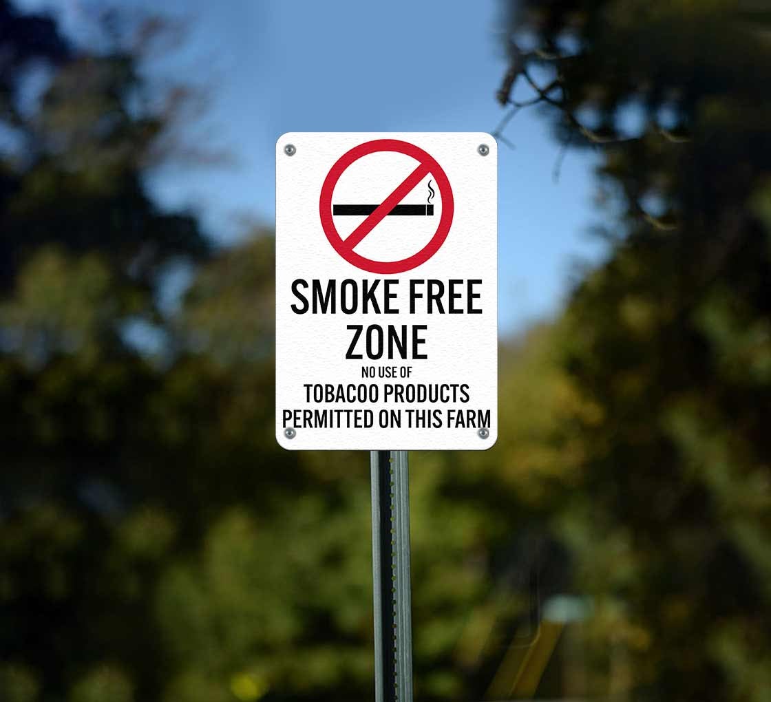 Smoke Free Zone No Use Of Tobacco Products Permitted Plastic Sign