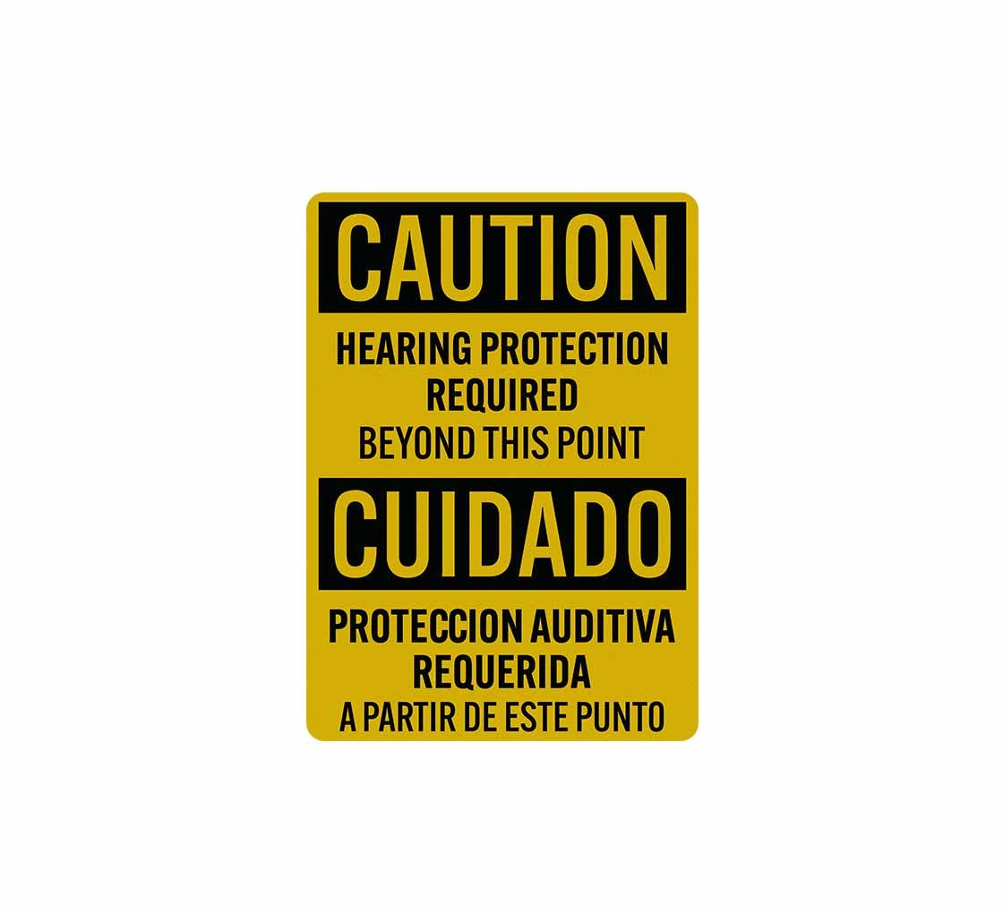 Bilingual Hearing Protection Required Decal (Reflective)