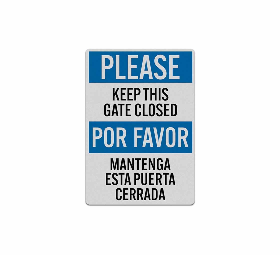 Bilingual Keep This Gate Closed Decal (Reflective)
