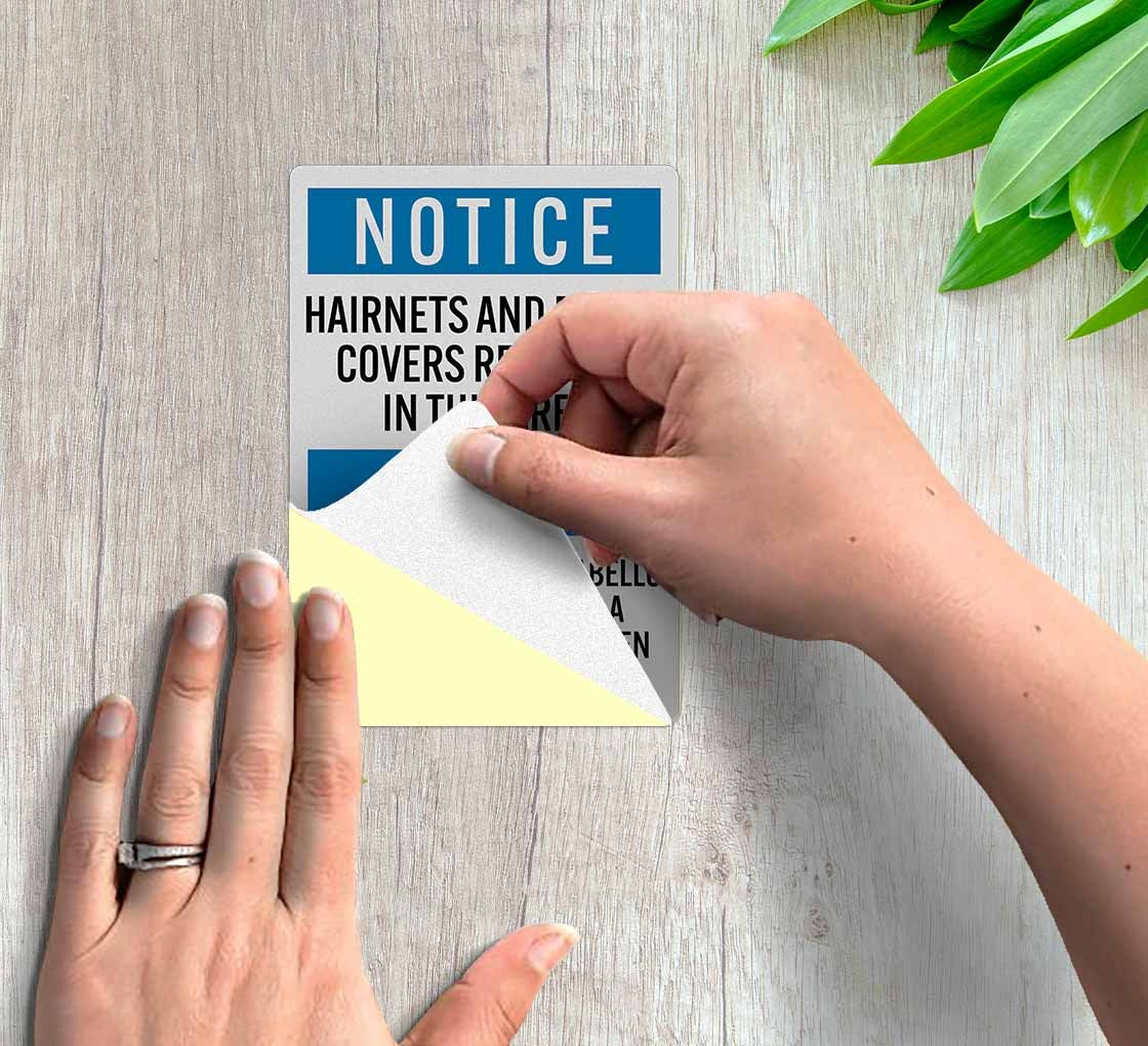 Bilingual OSHA Hairnets & Beard Covers Decal (Reflective)