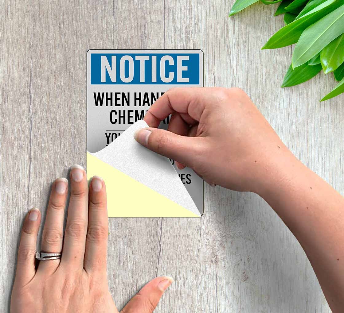 OSHA Wear Face Shield When Handling Chemicals Decal (Reflective)