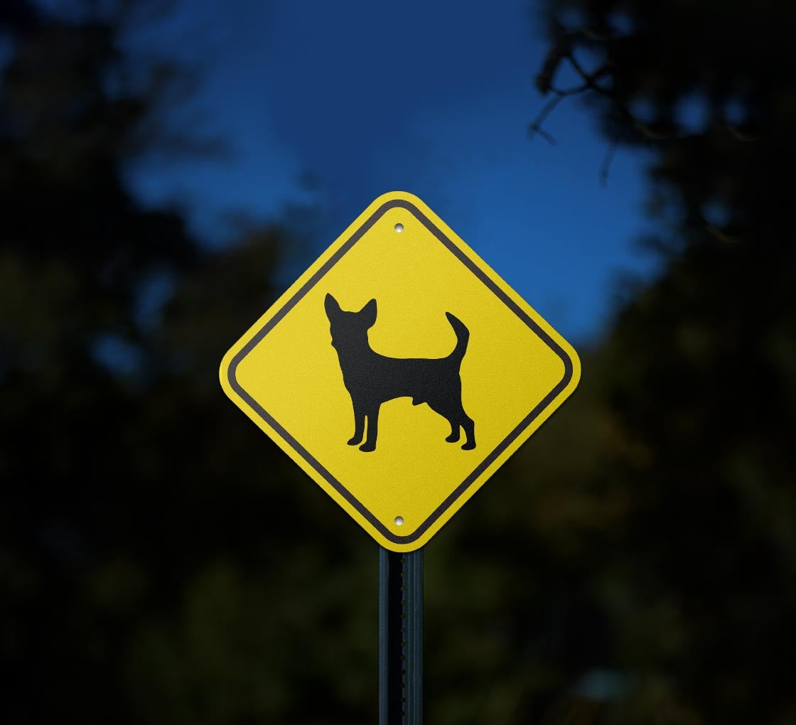 Chihuahua Guard Dog Symbol Aluminum Sign (Reflective)