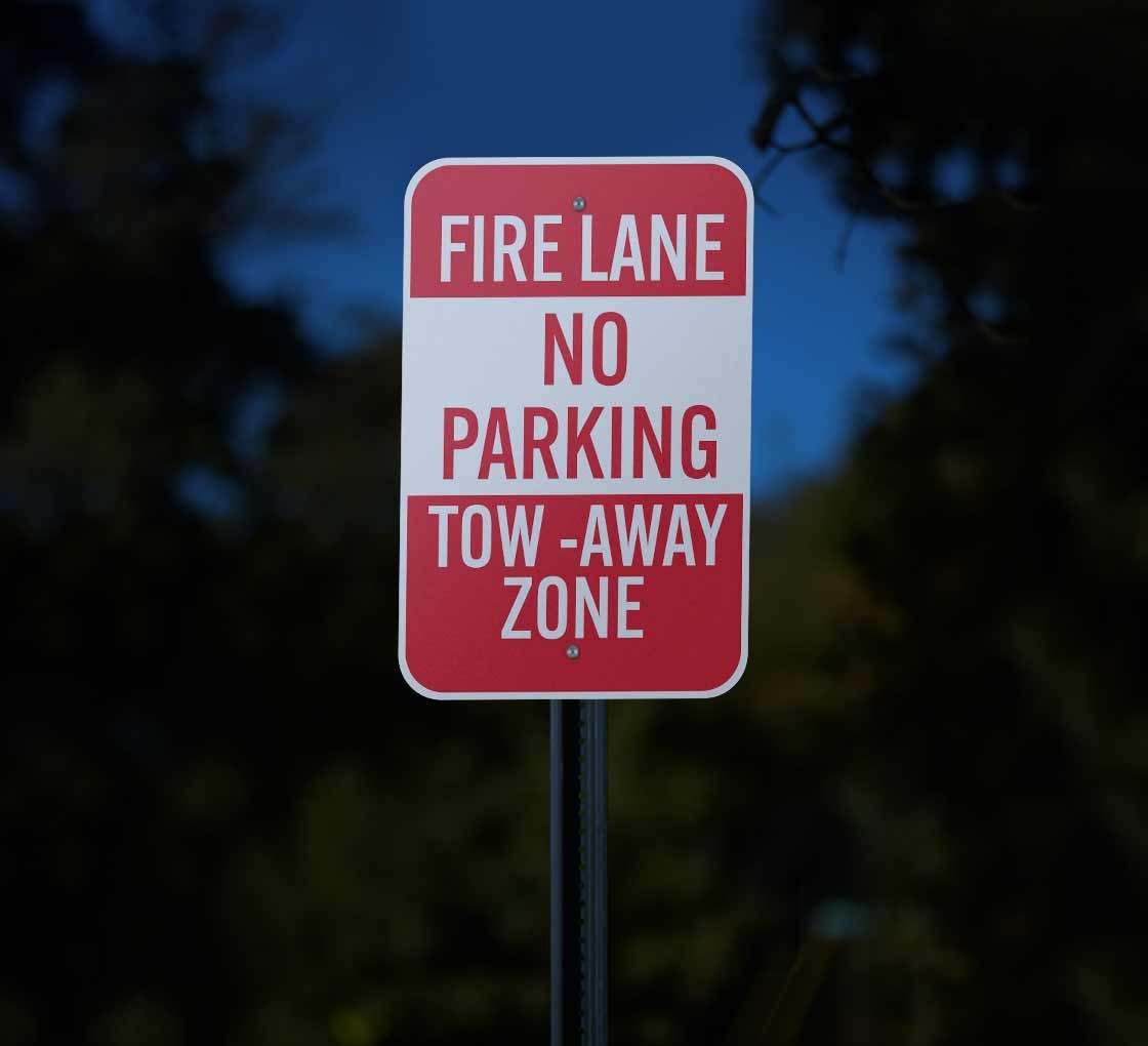 Fire Lane No Parking Aluminum Sign (Reflective)