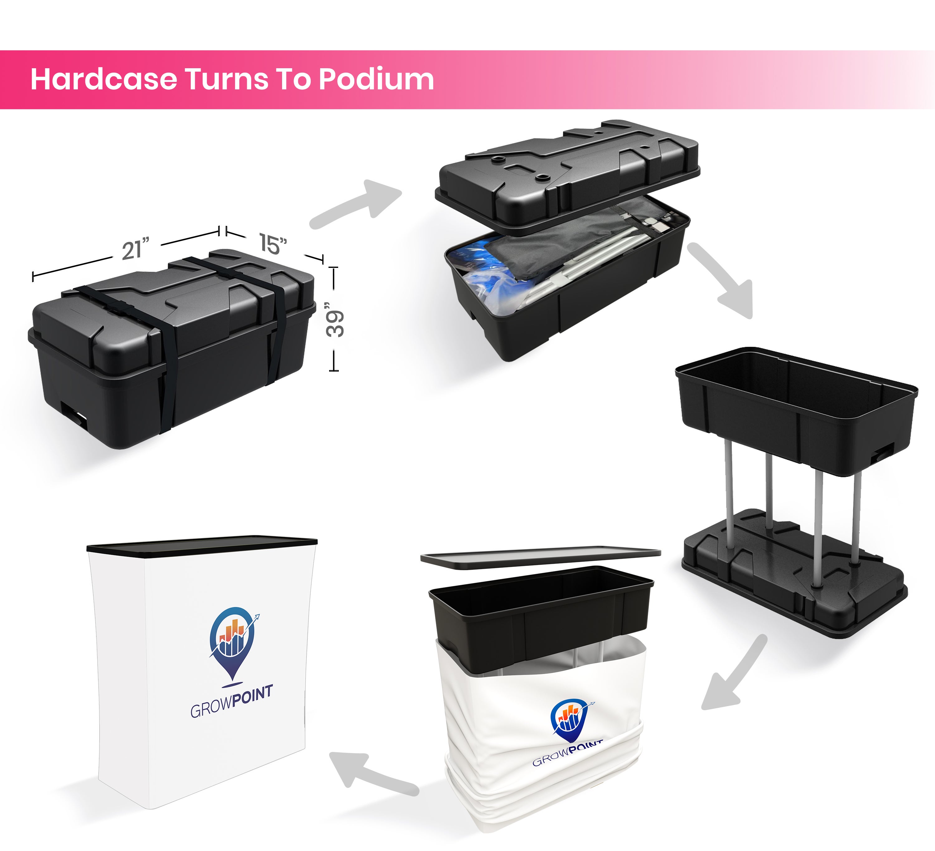 10ft Inline Trade Show Booth – Modular Display with LED Lights, Monitor Mount & Counter