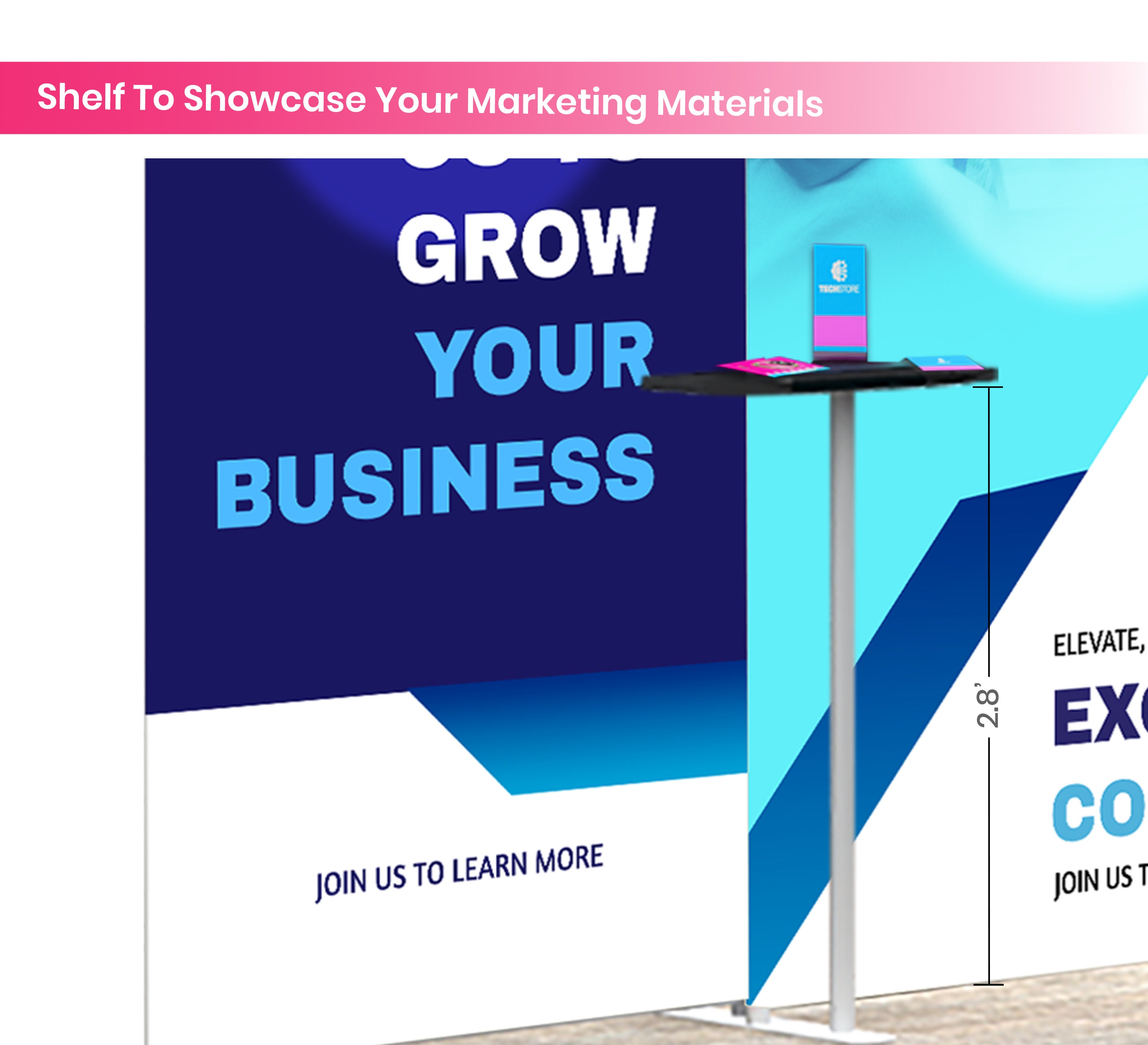 10ft Inline Trade Show Booth – Modular Display with LED Lights, Monitor Mount & Counter