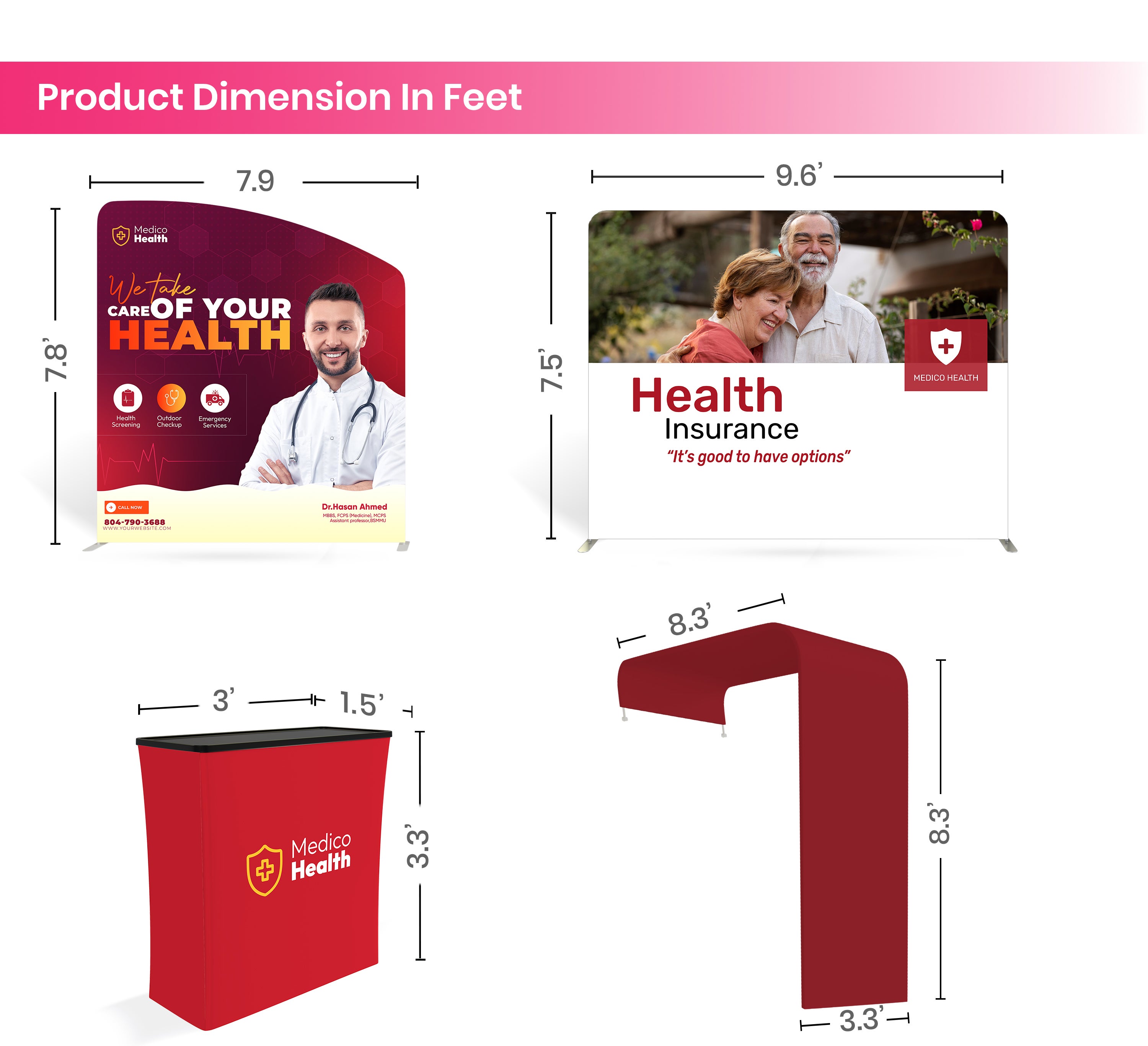 20ft Inline Trade Show Booth – Full Graphic Wall Setup with Product ...
