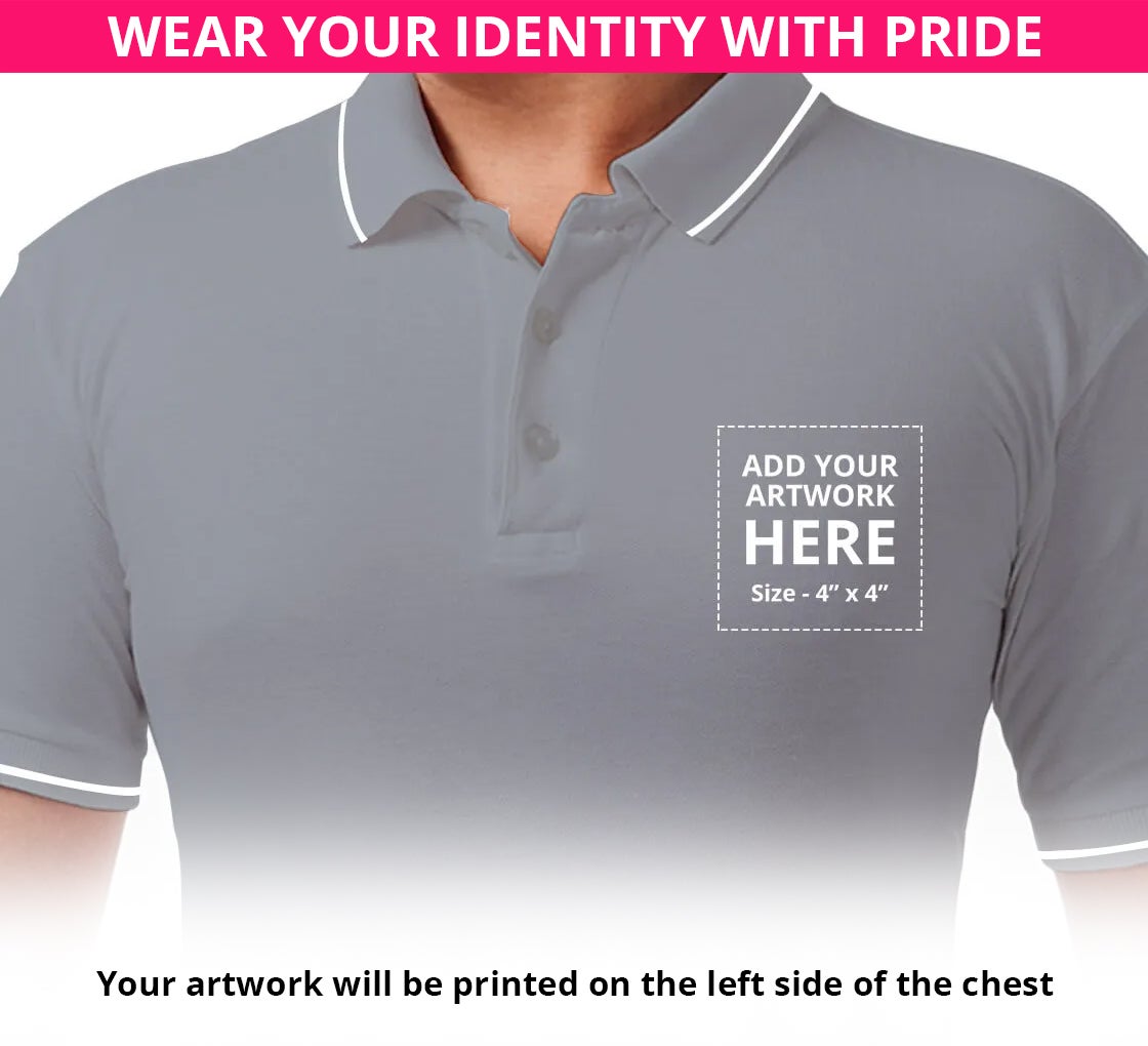 Men's Grey Polo Shirt - Embroidered