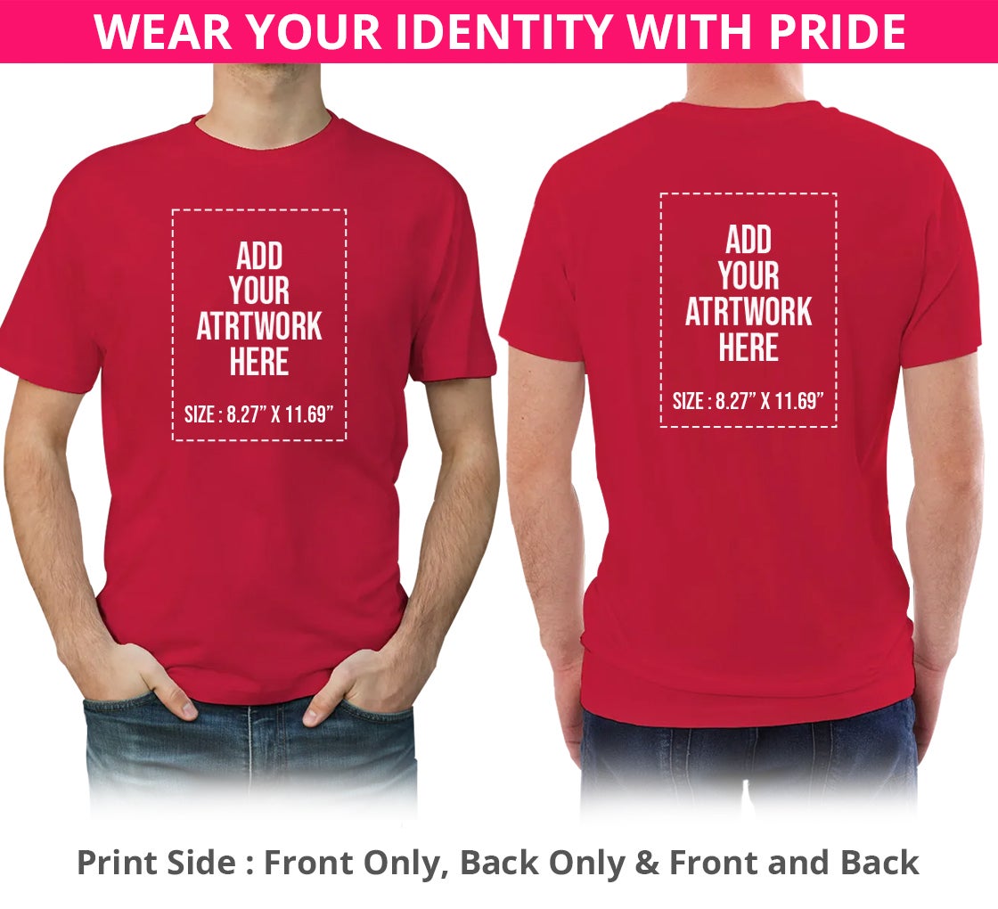 Custom Personalized T-Shirt - Add Your Text, 100% Cotton, Men & Women (Red, 4XL) - View #6